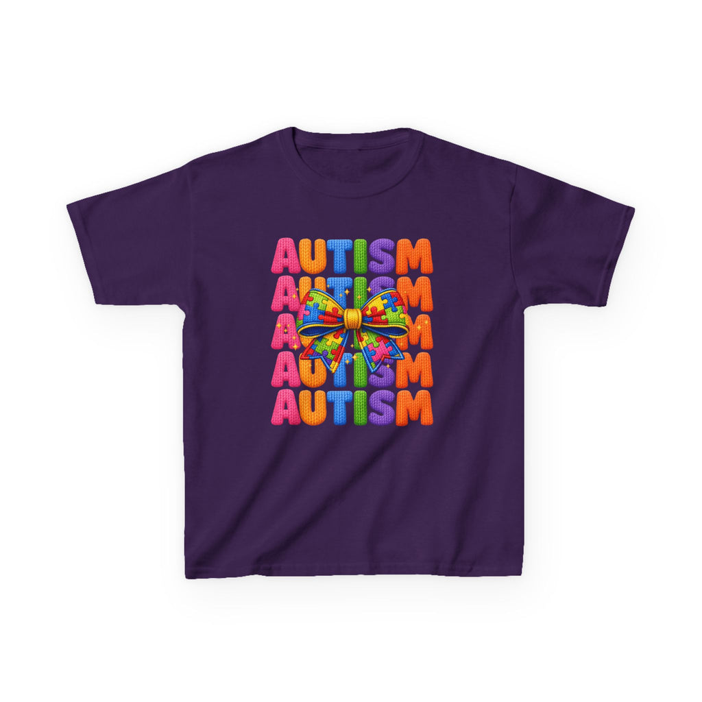 Kids Autism Awareness T-Shirt — Colorful Puzzle Ribbon Design