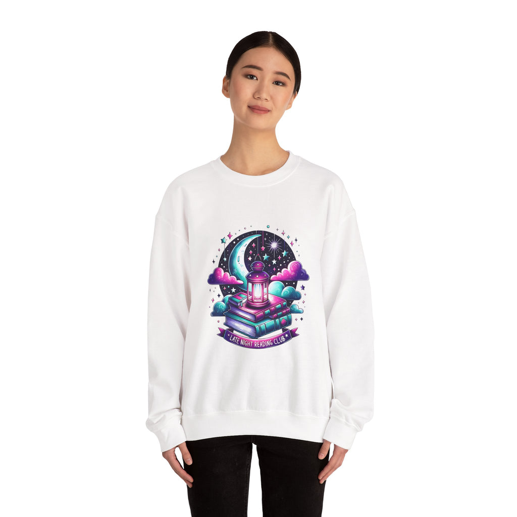 Mystical Reading Crewneck Sweatshirt — "Let Your Magic Bloom" Book & Lantern Design