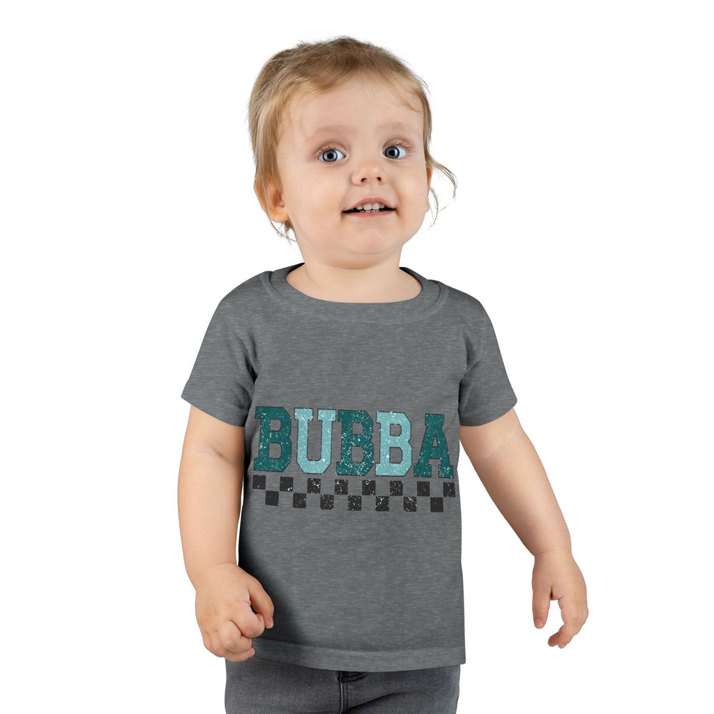 Bubba Toddler T-Shirt — Teal Retro Checkered Kids Tee