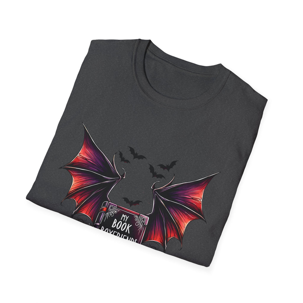 Book Boyfriends Have Wings T-Shirt — Vampire Bat Gothic Reading Tee