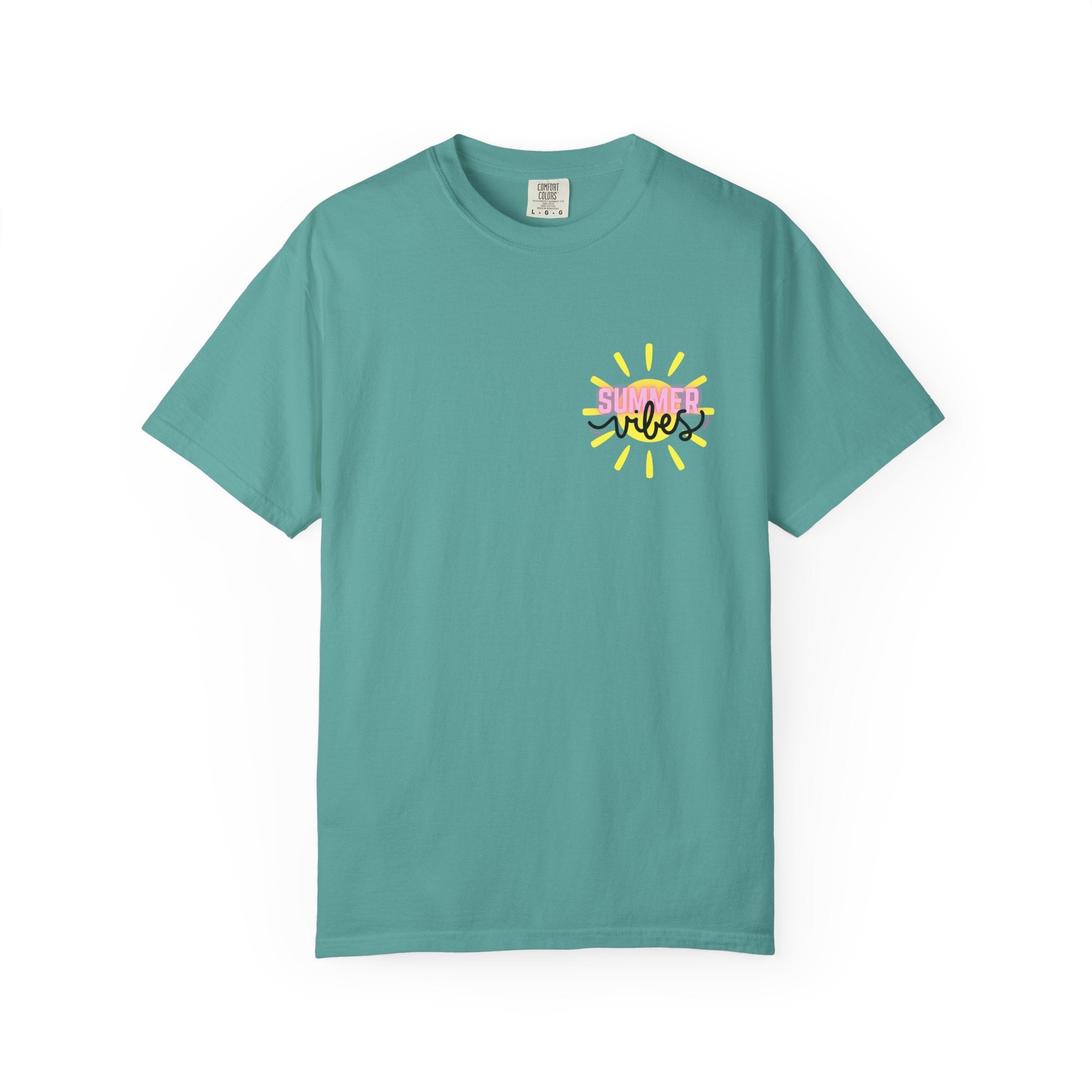 Summer Vibes T-Shirt — Pink Floatie & Checkered Graphic