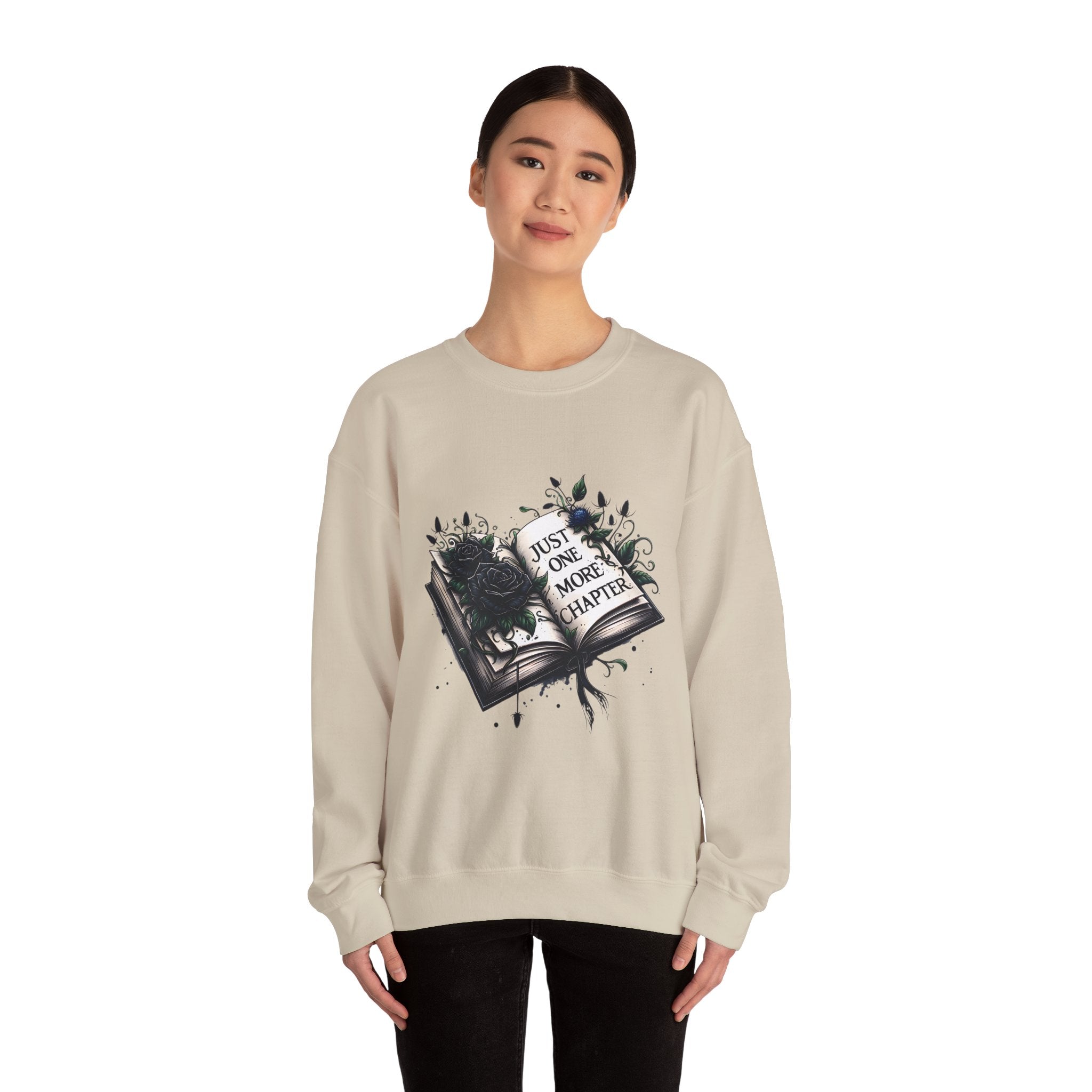 Book Lover Sweatshirt — "Just One More Chapter" Cozy Reader Crewneck
