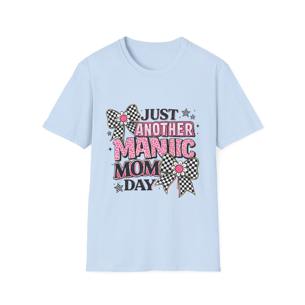 Manic Mom Day T-Shirt — "Just Another Manic Mom Day" Pink Ribbon Graphic Tee