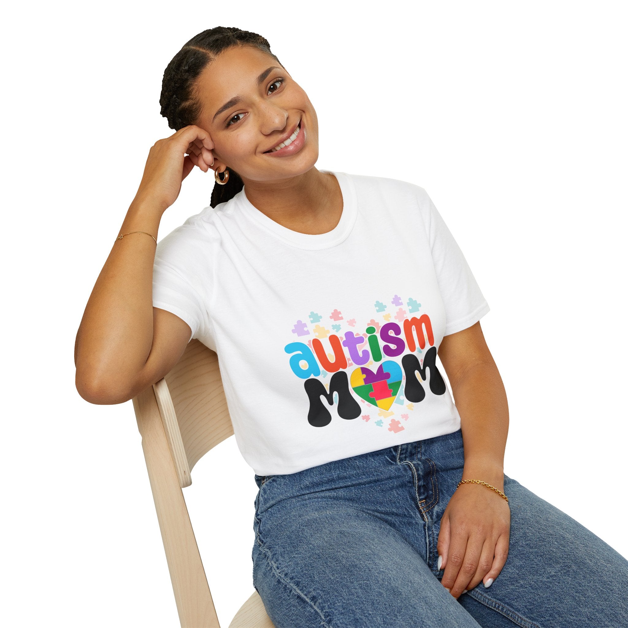 Autism Mom T-Shirt — Colorful Puzzle Heart Support Tee