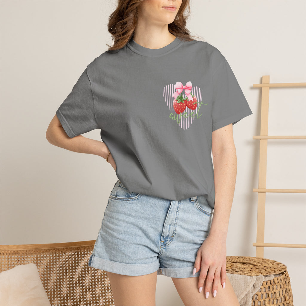 Summer Fruit T-Shirt — "Sweet Summer" Strawberry & Lemon Graphic Tee