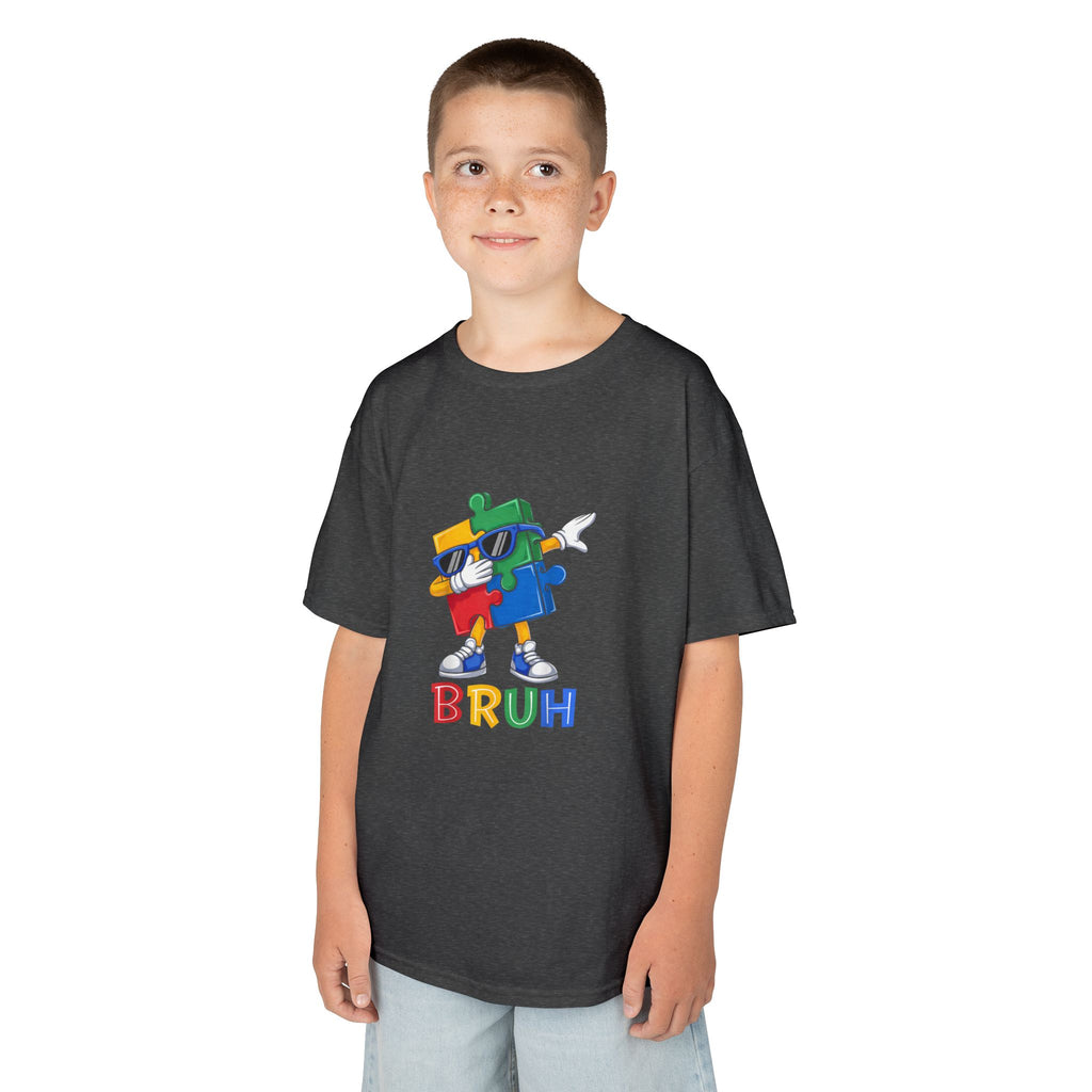 Kids 'BRUH' Colorful Puzzle Robot Tee - Fun Graphic Shirt for Boys & Girls