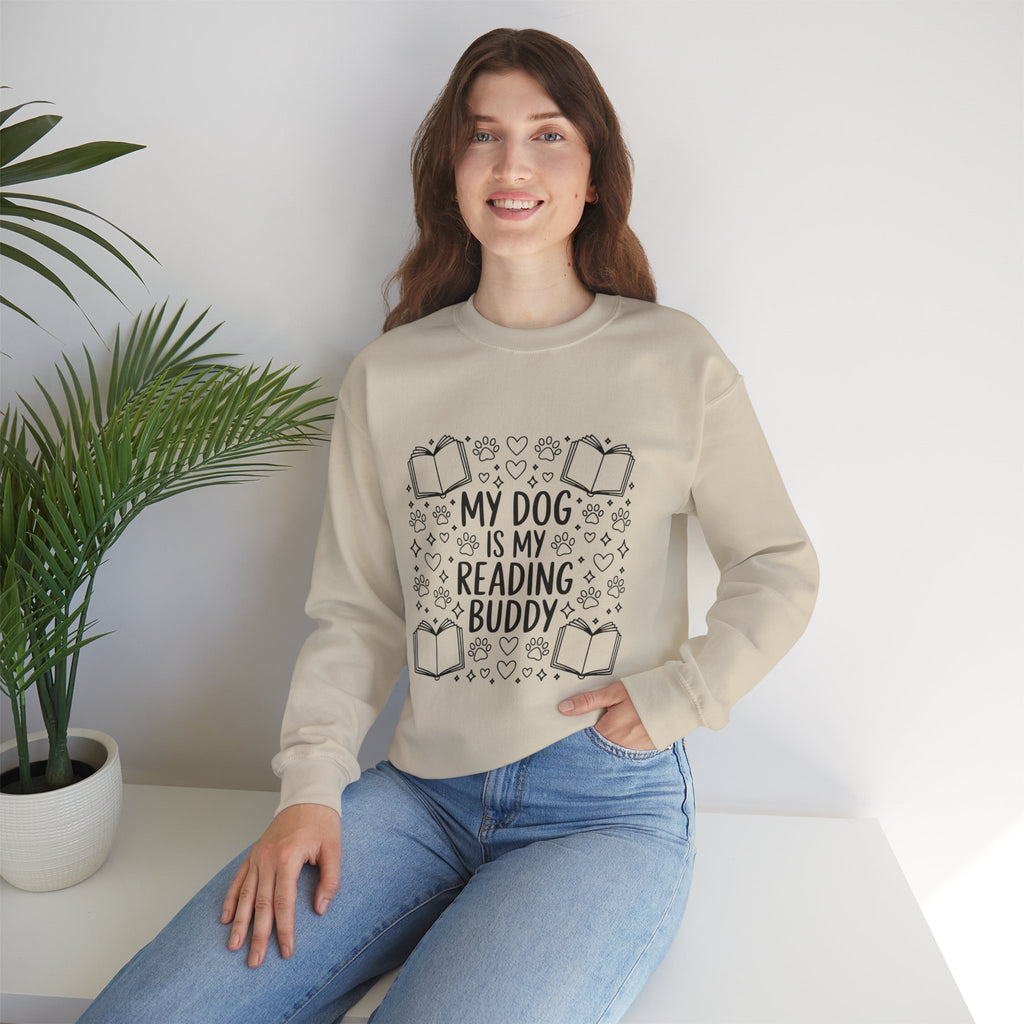 My Dog Is My Reading Buddy Sweatshirt — Cozy Dog Lover Bookish Crewneck