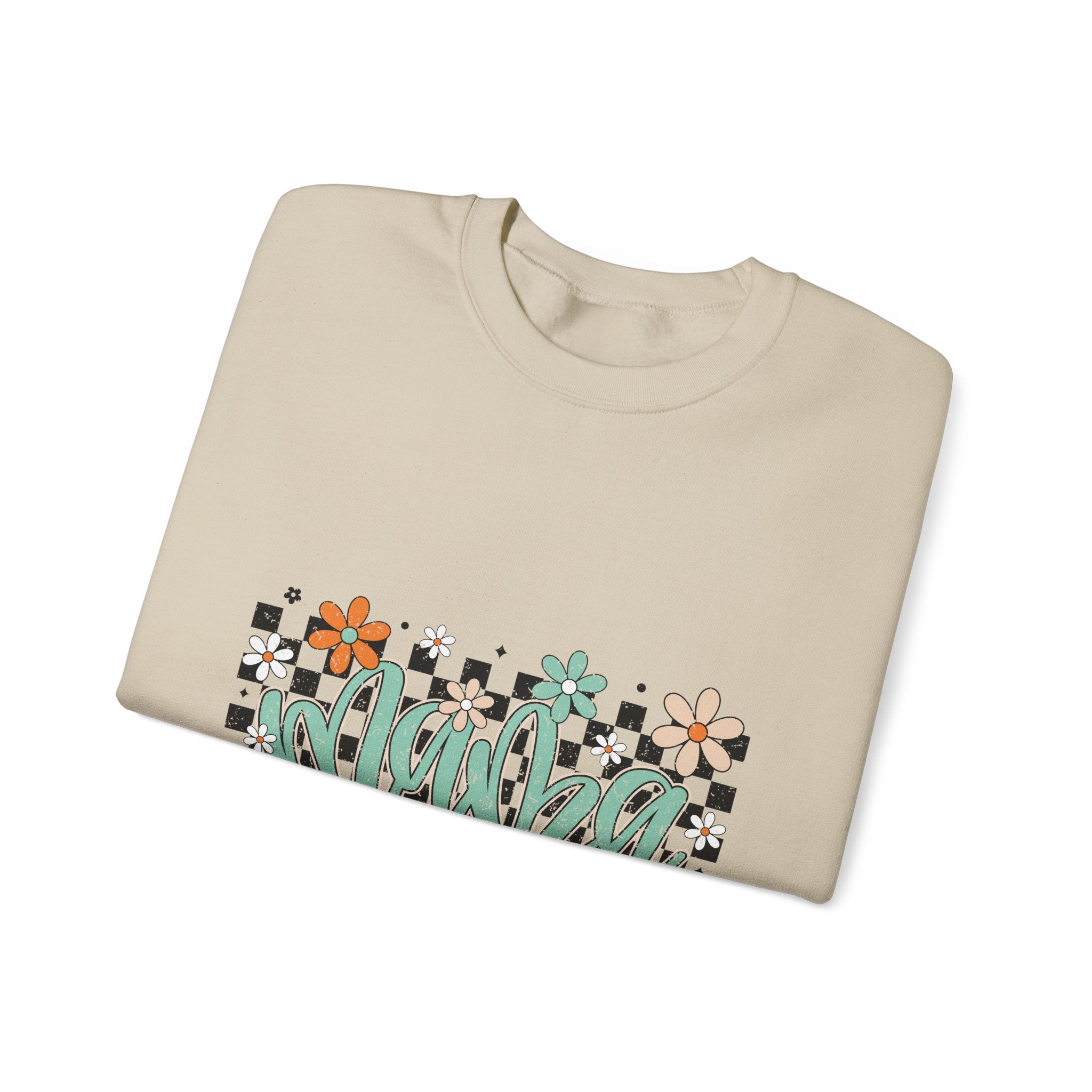 Checkered Floral 'Mama' Crewneck Sweatshirt