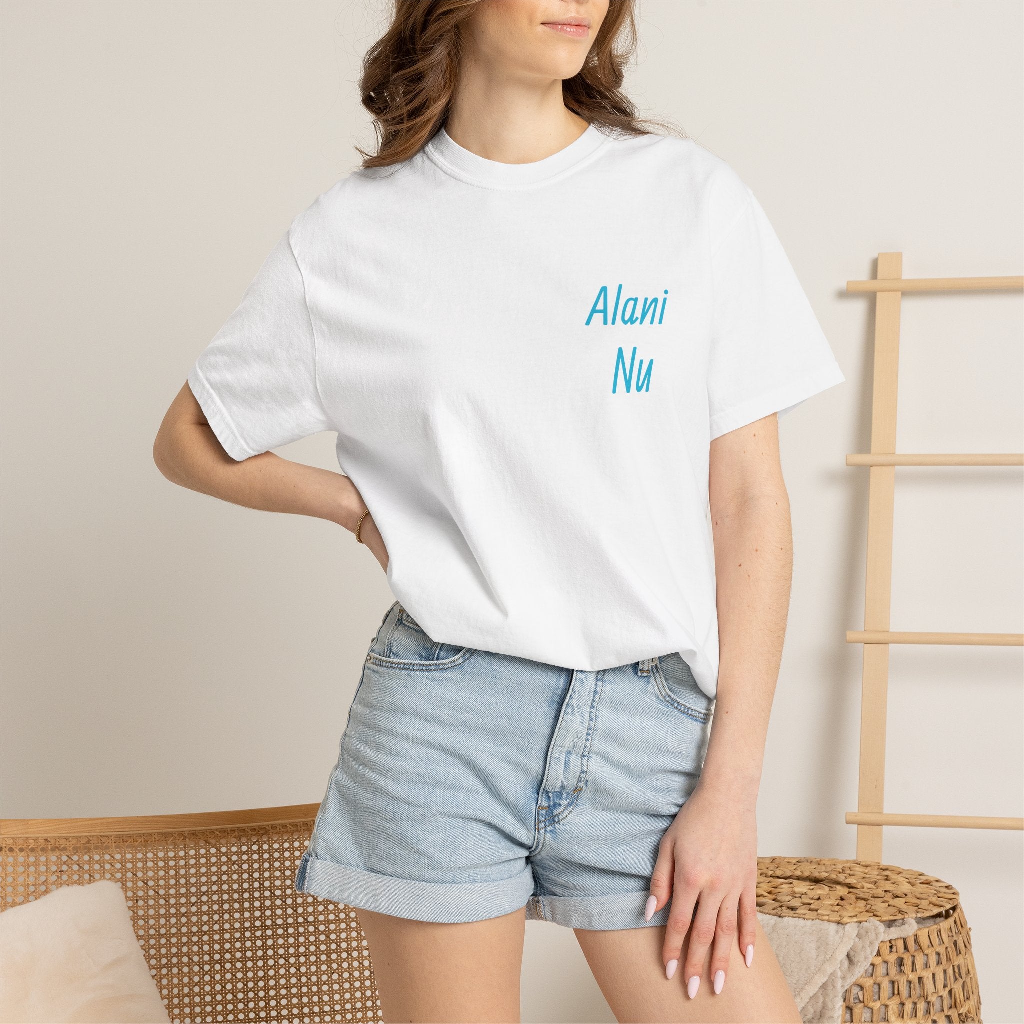 Good Vibes Graphic T-Shirt — 'Alani Nu' Chest Text, Pink Disco Back Design
