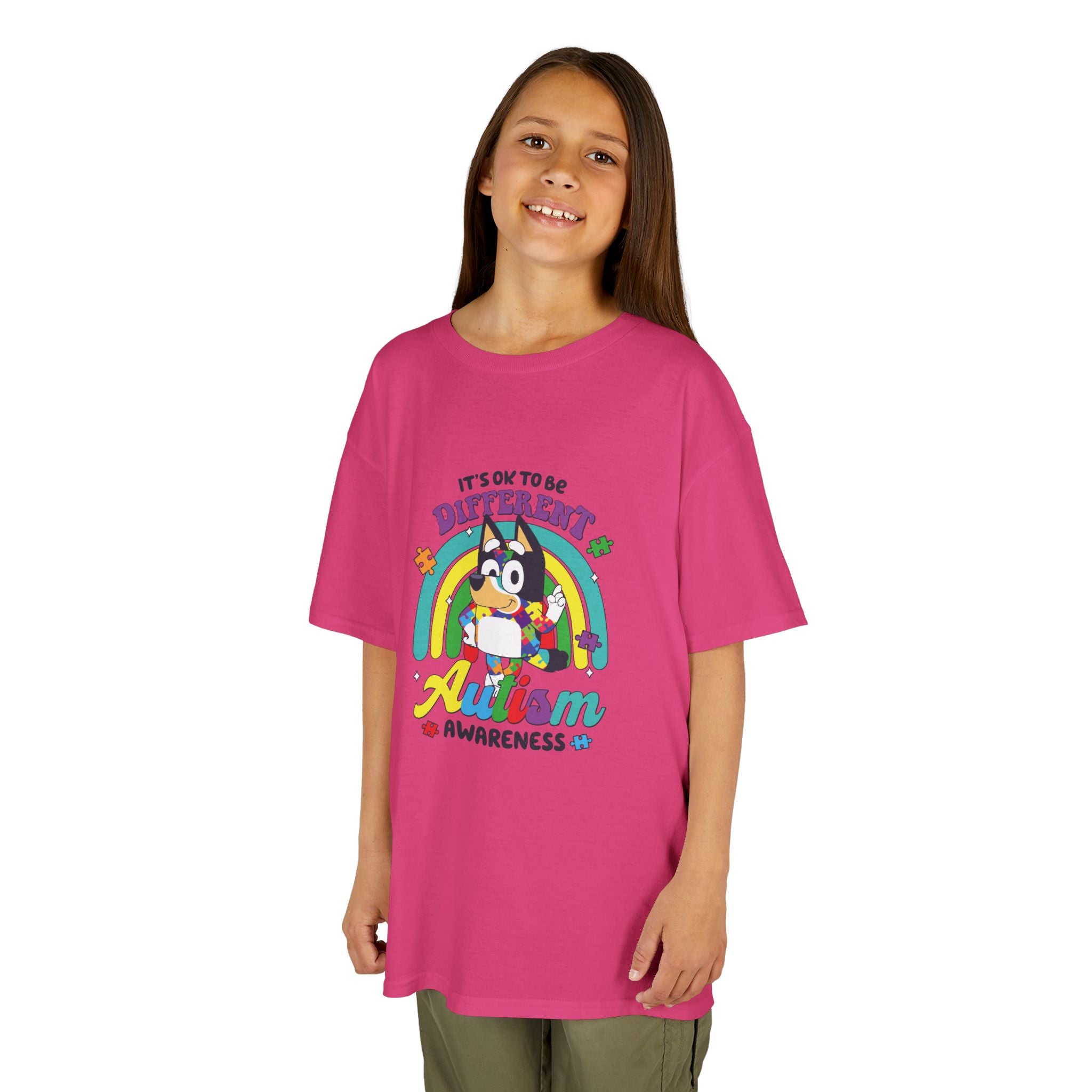 Kids Tee — "It's OK to Be Different" Autism Awareness Rainbow Shirt