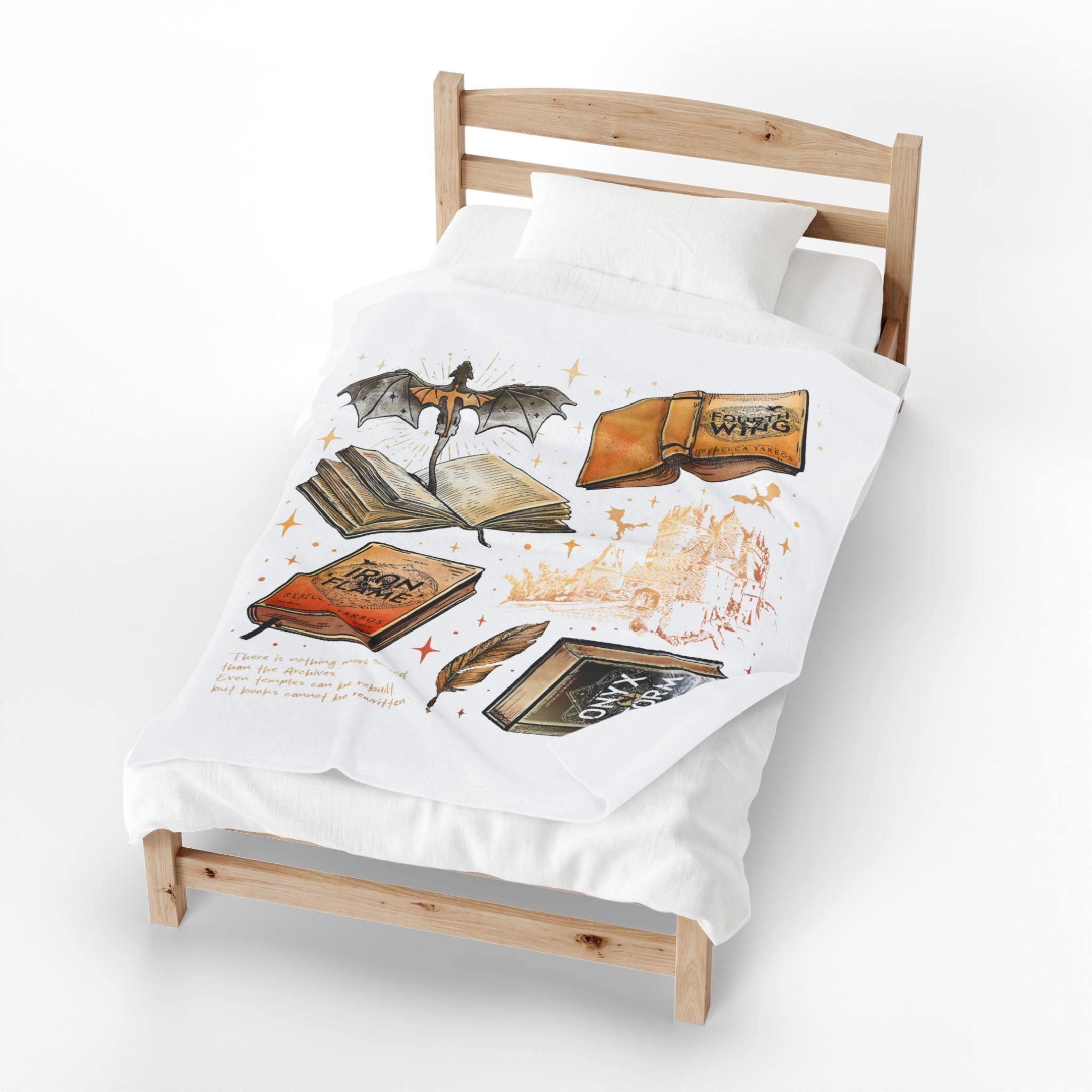 Fantasy Book Lover Plush Blanket – Magic Books & Castle Velveteen Throw