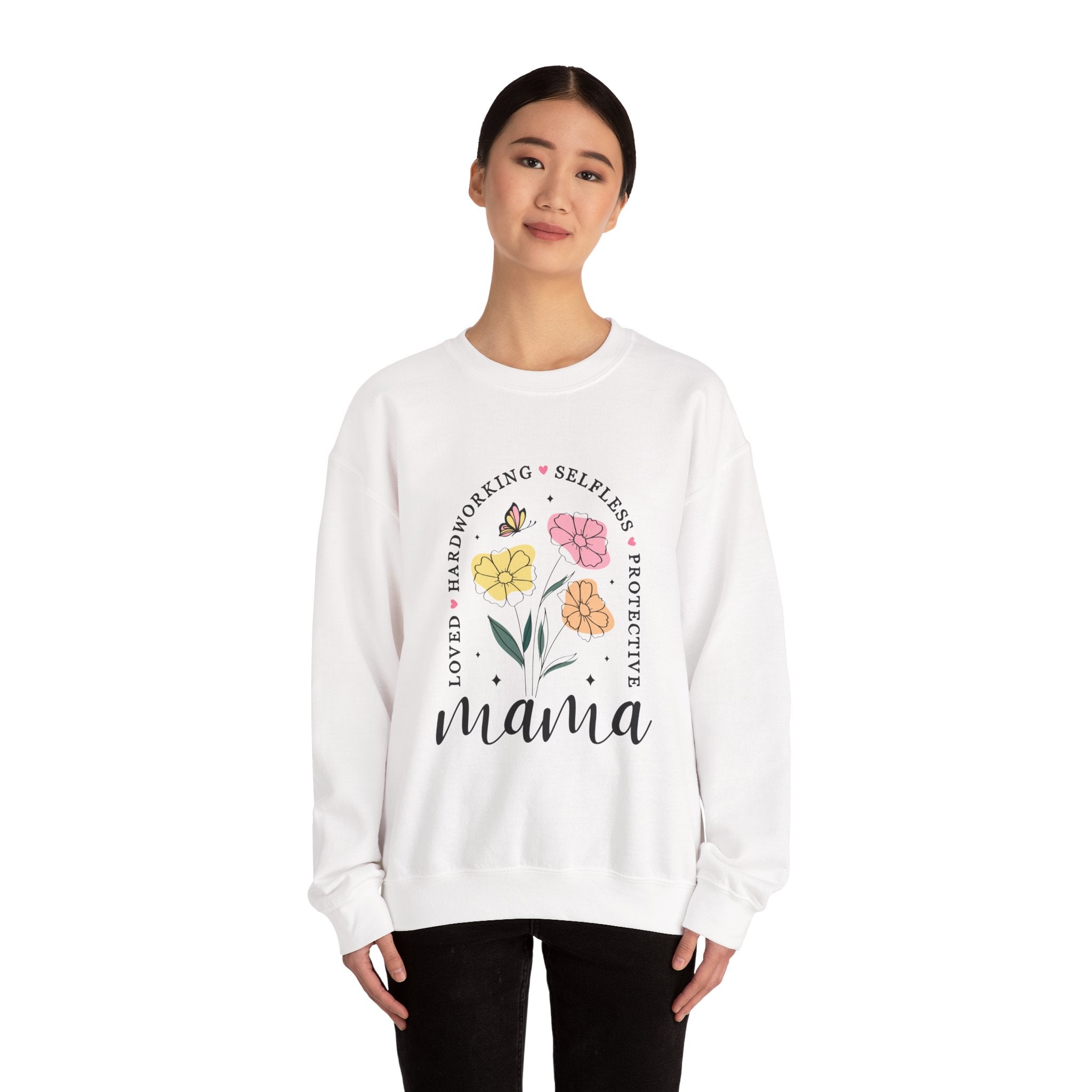Mama Floral Sweatshirt — "Loved, Hardworking, Selfless, Protective" Mother's Day Crewneck