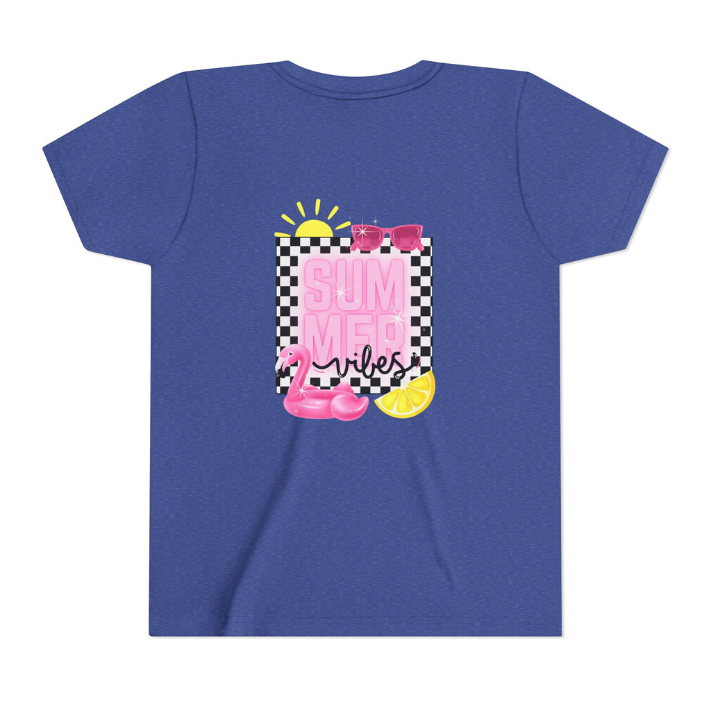 Youth Tee — "SUMMER Vibes" Pink Floaty Checkerboard Kids T-Shirt