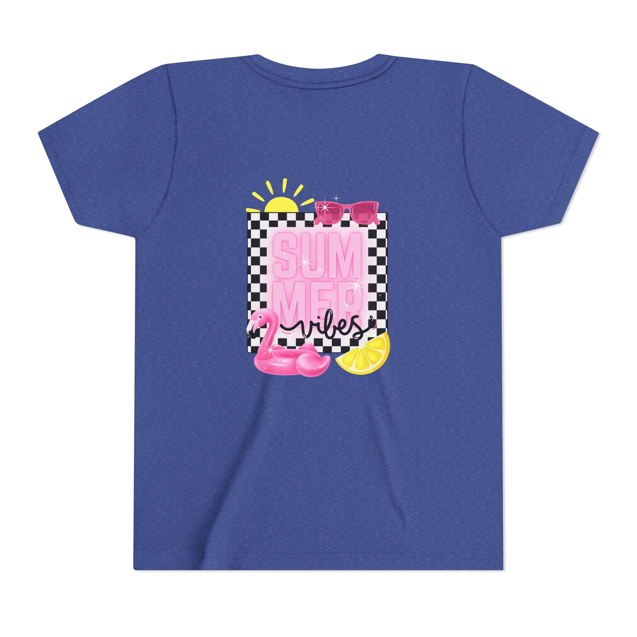 Youth Tee — "SUMMER Vibes" Pink Floaty Checkerboard Kids T-Shirt