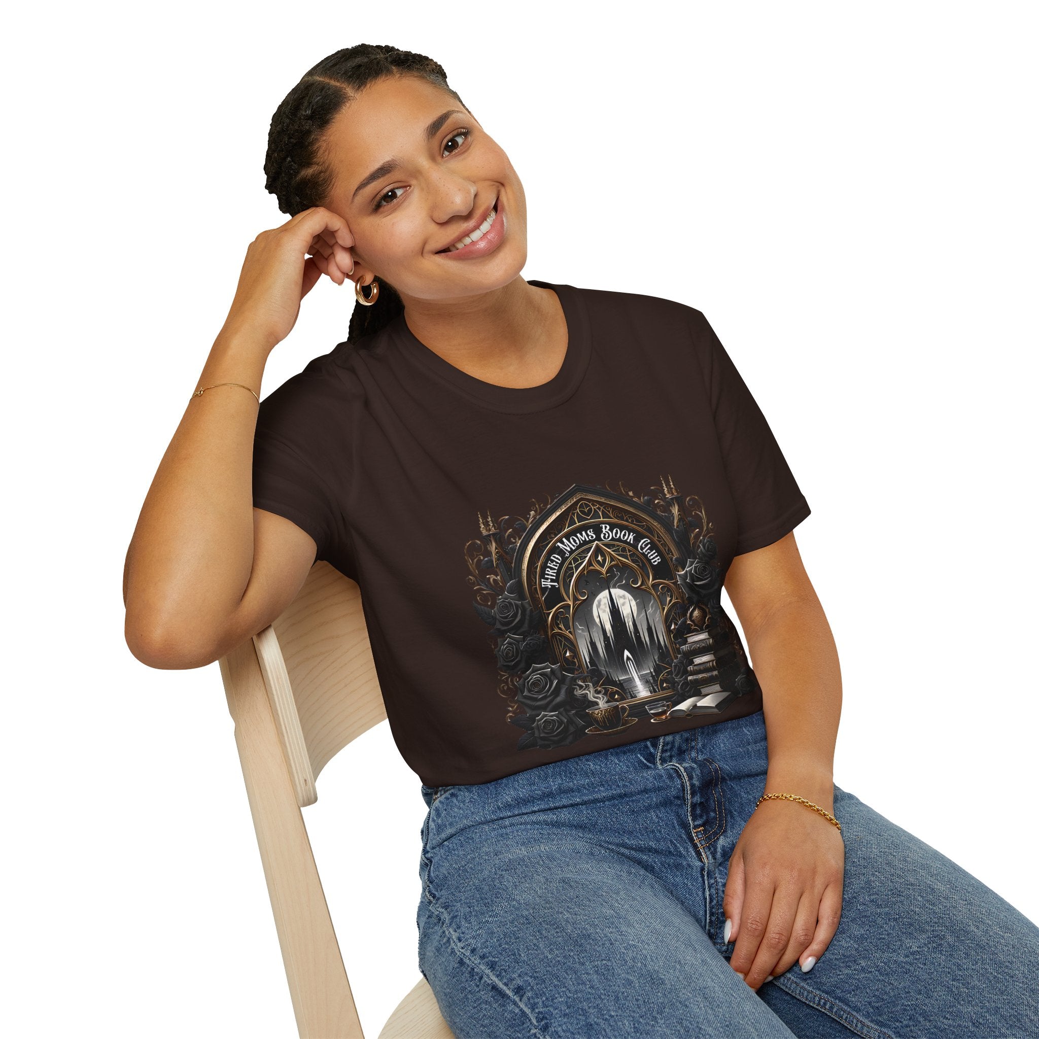 Gothic Library T-Shirt — "Read Books & Rise" Dark Fantasy Graphic Tee