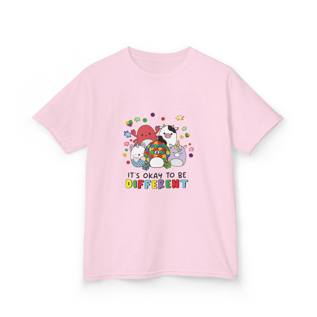 Kids Tee — "It's Okay to Be Different" Colorful Diversity Cartoon Shirt