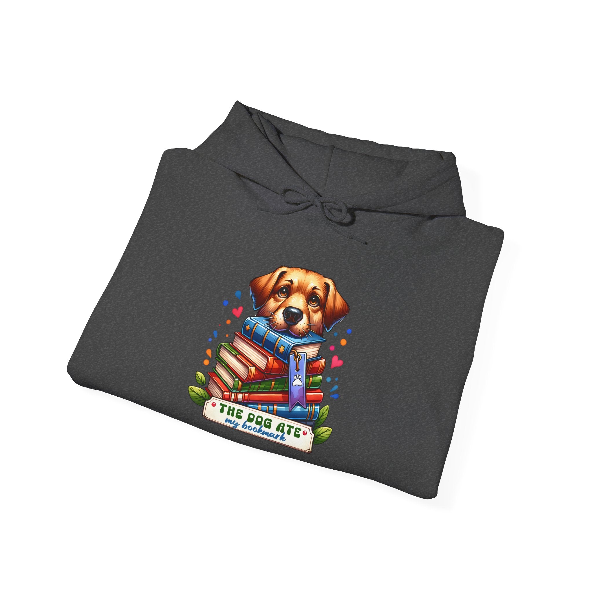 Dog Mom Hoodie — Cute Puppy Reading Books "The Dog Ate" Graphic Sweatshirt