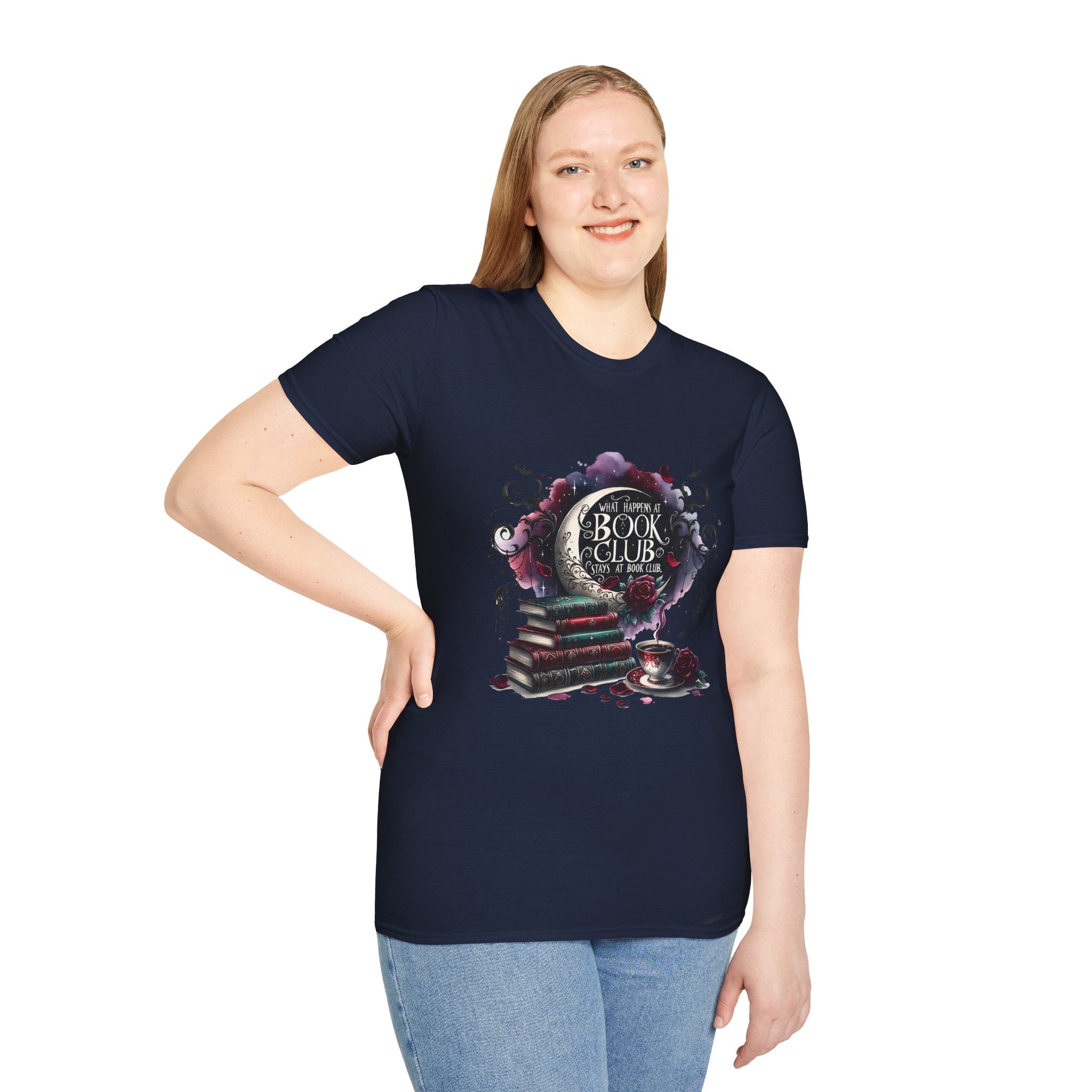 Book Club T-Shirt — Cozy Stack of Books & Tea Graphic
