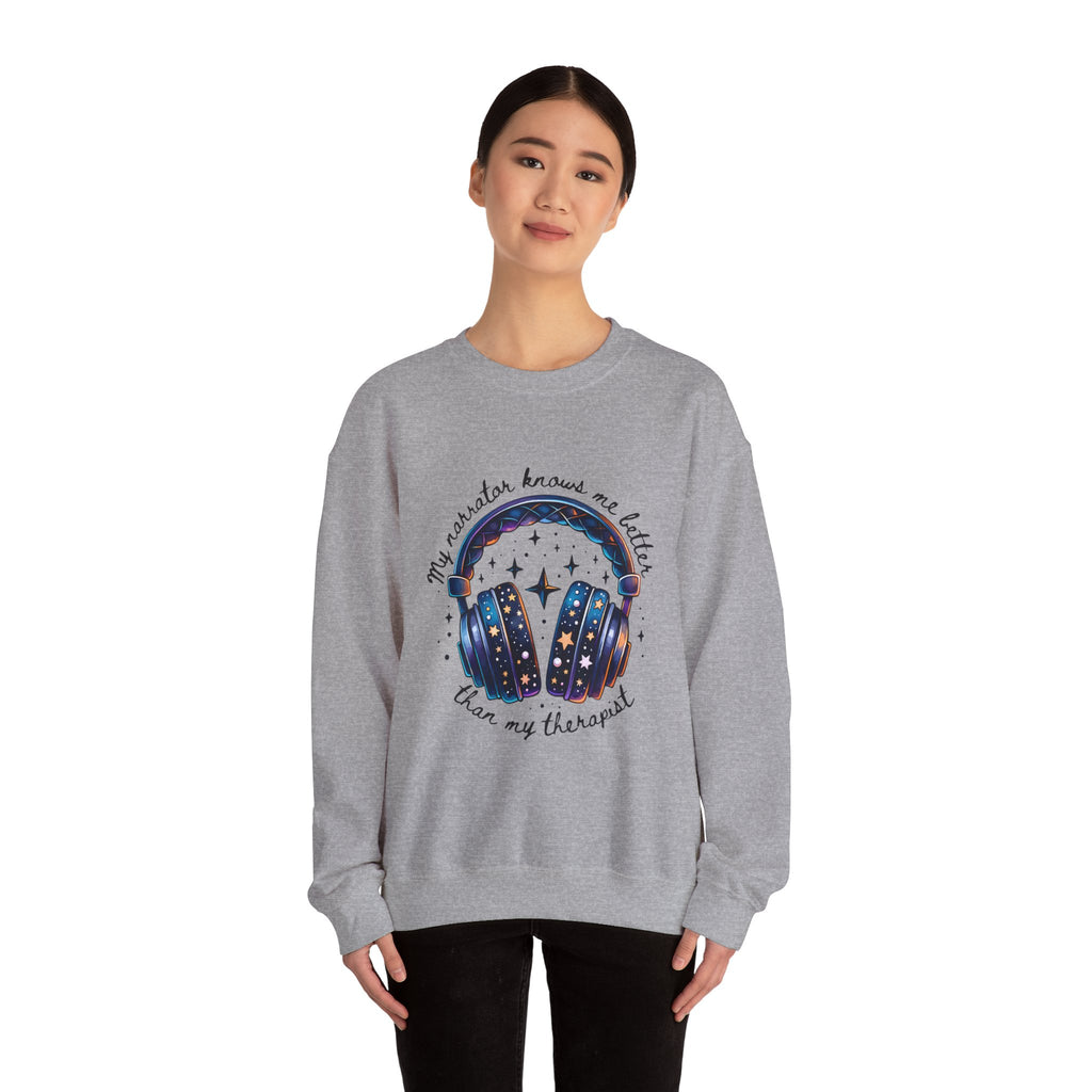 Sweatshirt — “My Navigator Knows Me Better Than My Therapist” Cosmic Headphones Crewneck