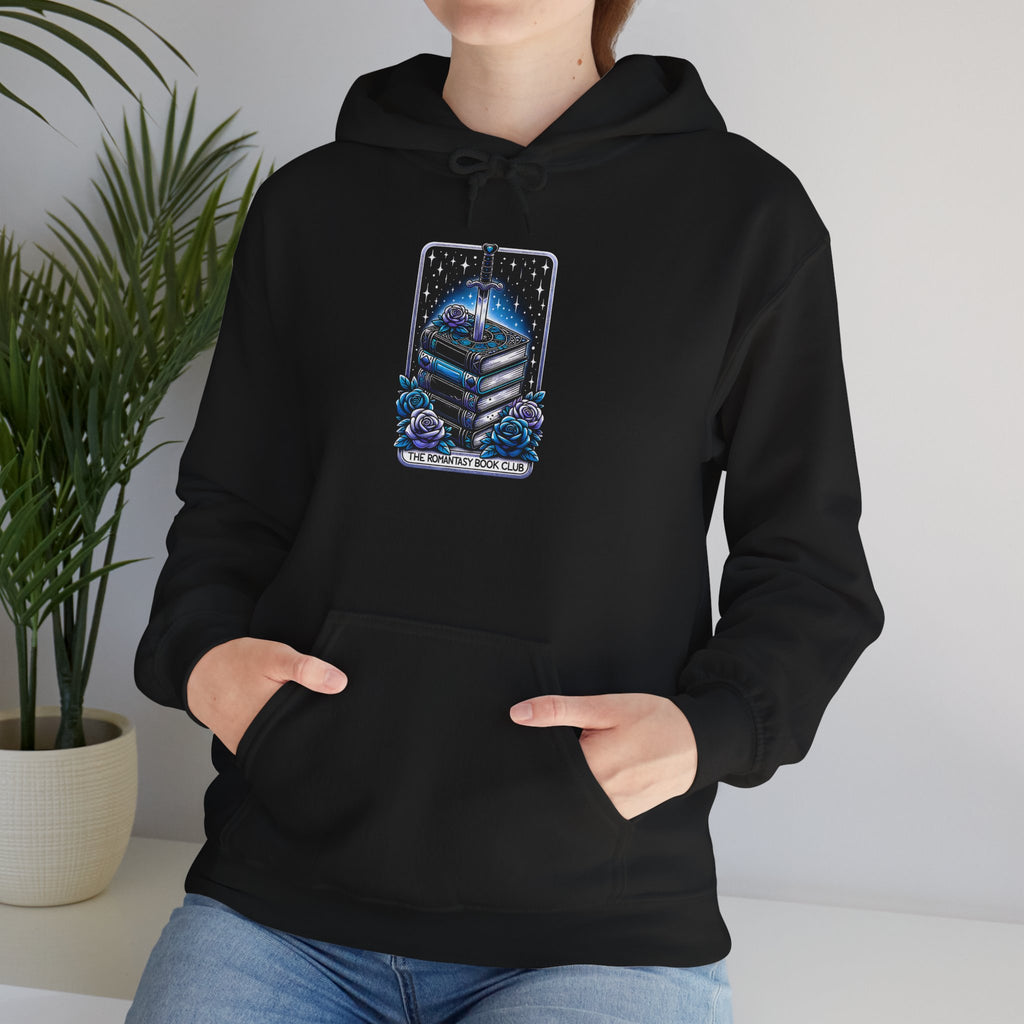 Celestial Books Hoodie — 'Read Between the Stars' Night Sky Book Lover Sweatshirt