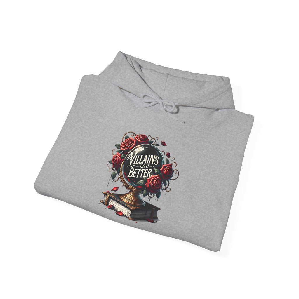Villains Are Better Hoodie — Gothic Book & Rose Graphic Sweatshirt