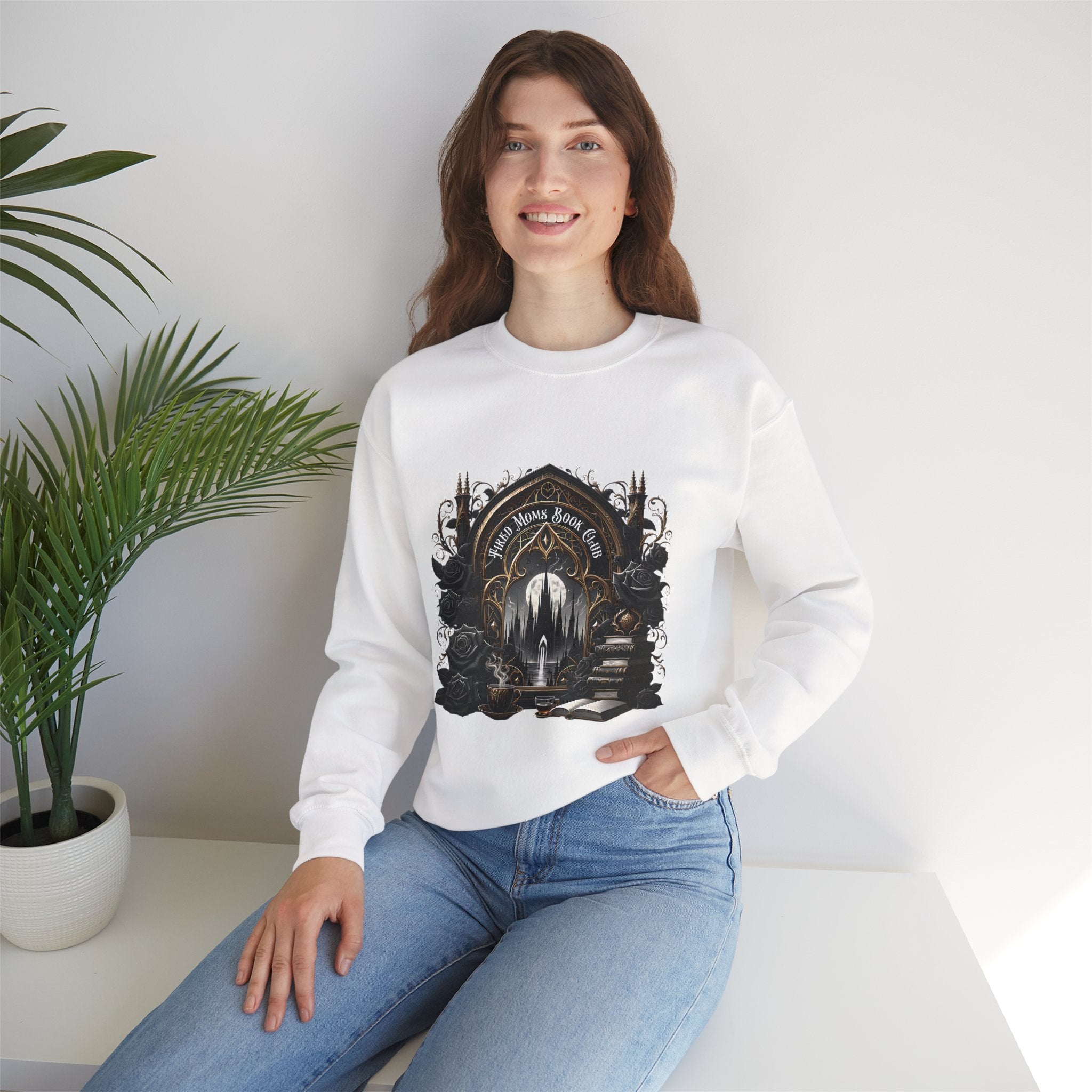 Mystic Library Crewneck Sweatshirt — Gothic 'Seek Silent Wisdom' Design