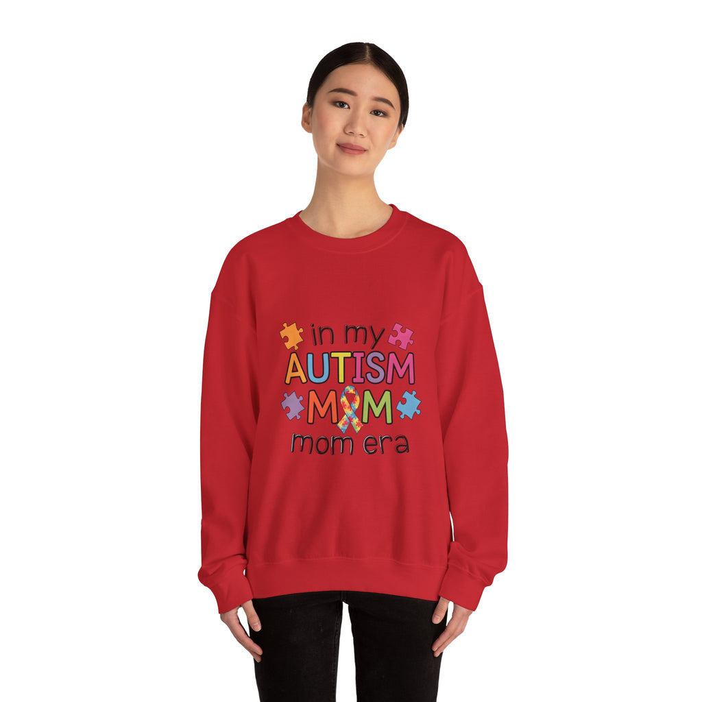 Autism Mom Crewneck Sweatshirt — "In My Autism Mom Era" Pullover with Puzzle Piece Design