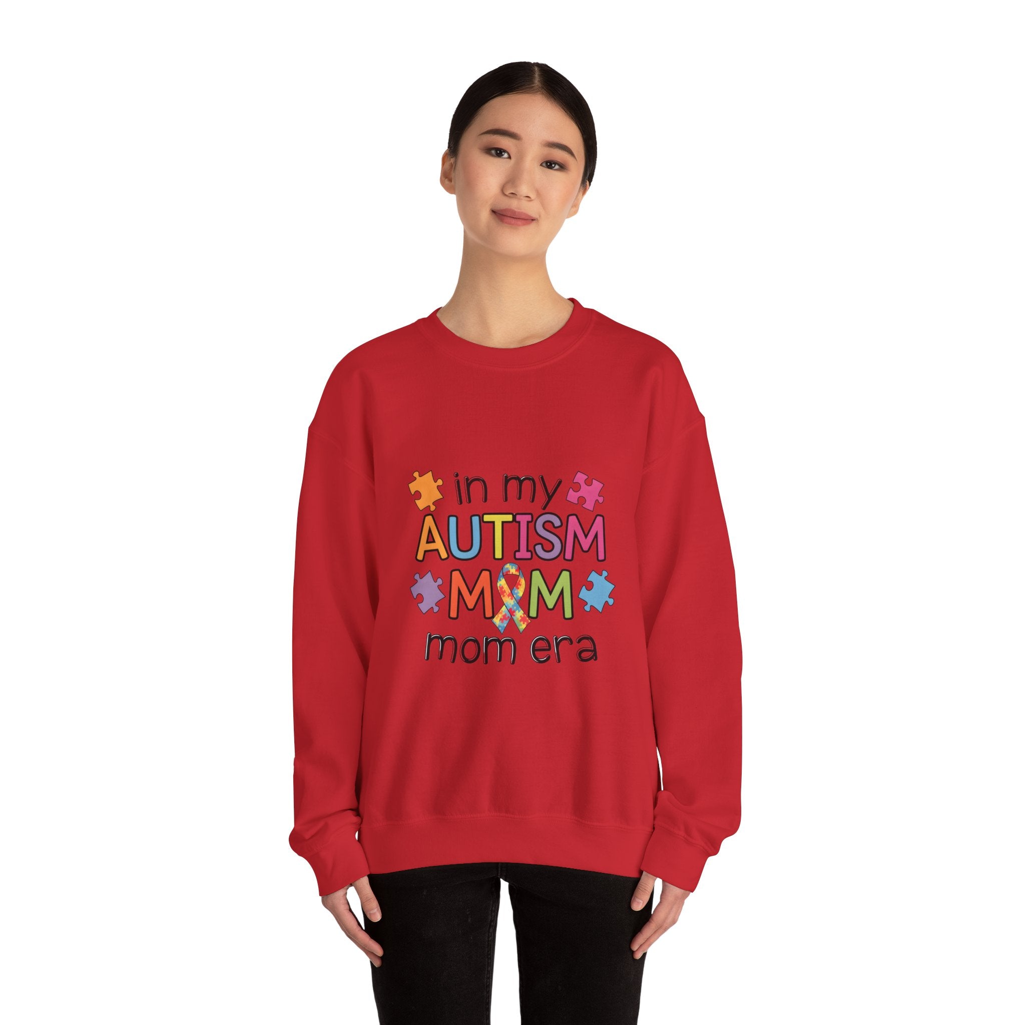 Autism Mom Crewneck Sweatshirt — "In My Autism Mom Era" Pullover with Puzzle Piece Design