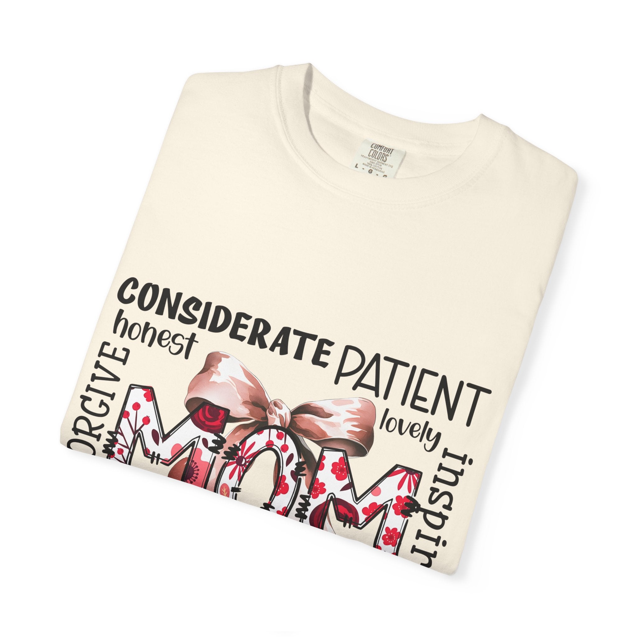 Mom Word-Art T-Shirt — Floral Bow Mother’s Day Tee