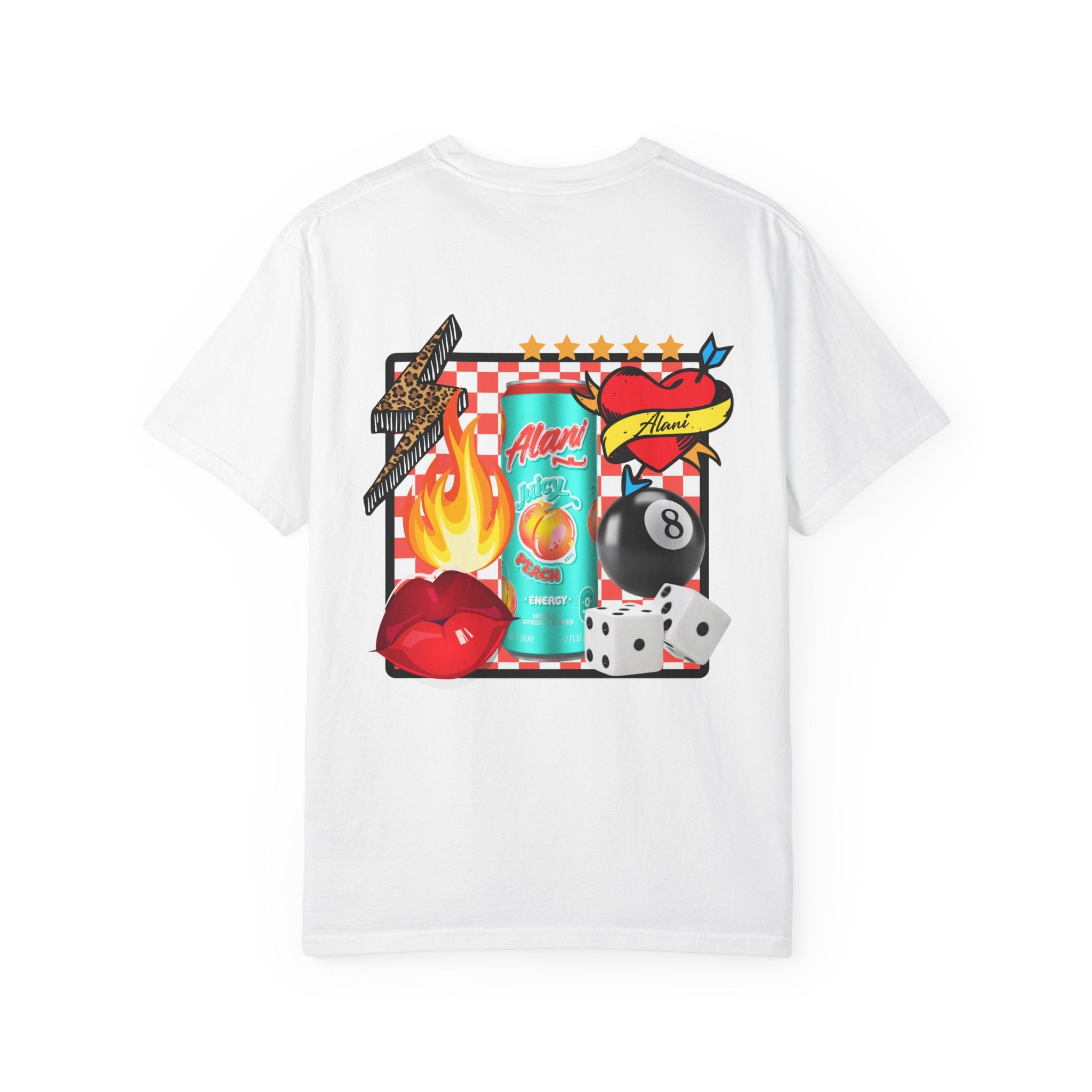 Retro Casino Graphic T-Shirt — "Alani Nu" Drink Can Design