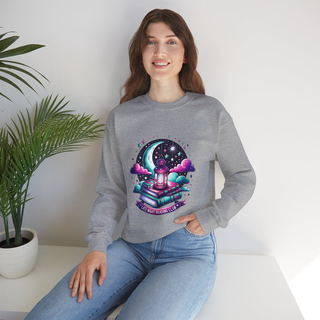 Mystical Reading Crewneck Sweatshirt — "Let Your Magic Bloom" Book & Lantern Design