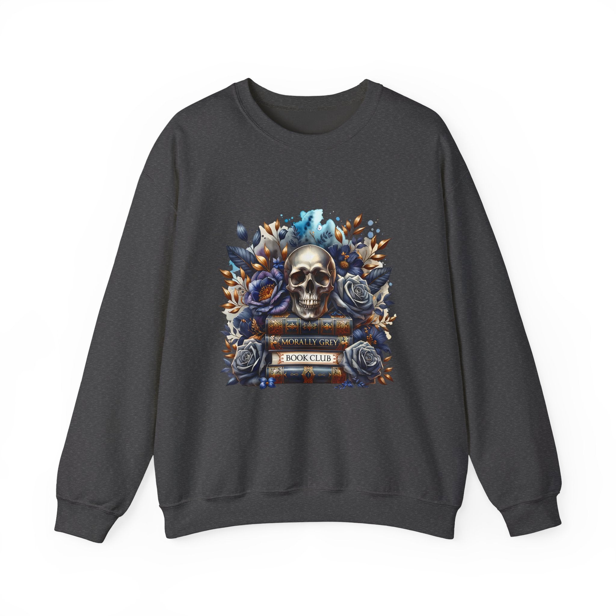 Skull & Books Crewneck Sweatshirt — Gothic Book Club Sweater