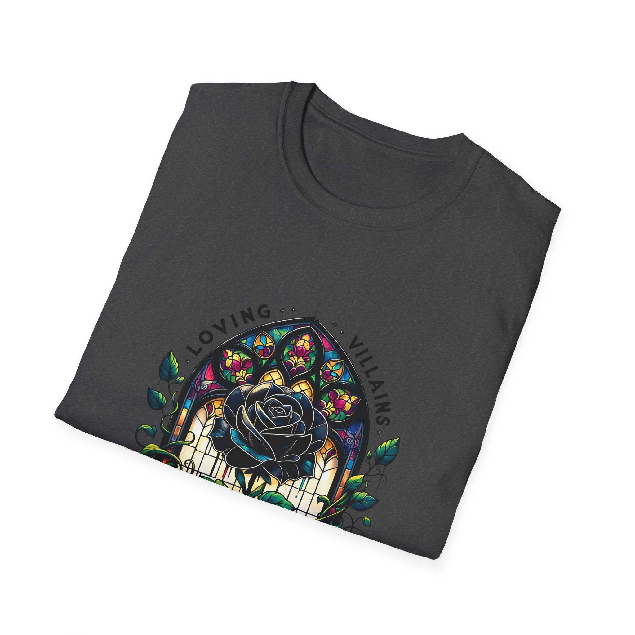 Loving Villains Rose Window T-Shirt — Gothic Floral 'Since Page One' Tee