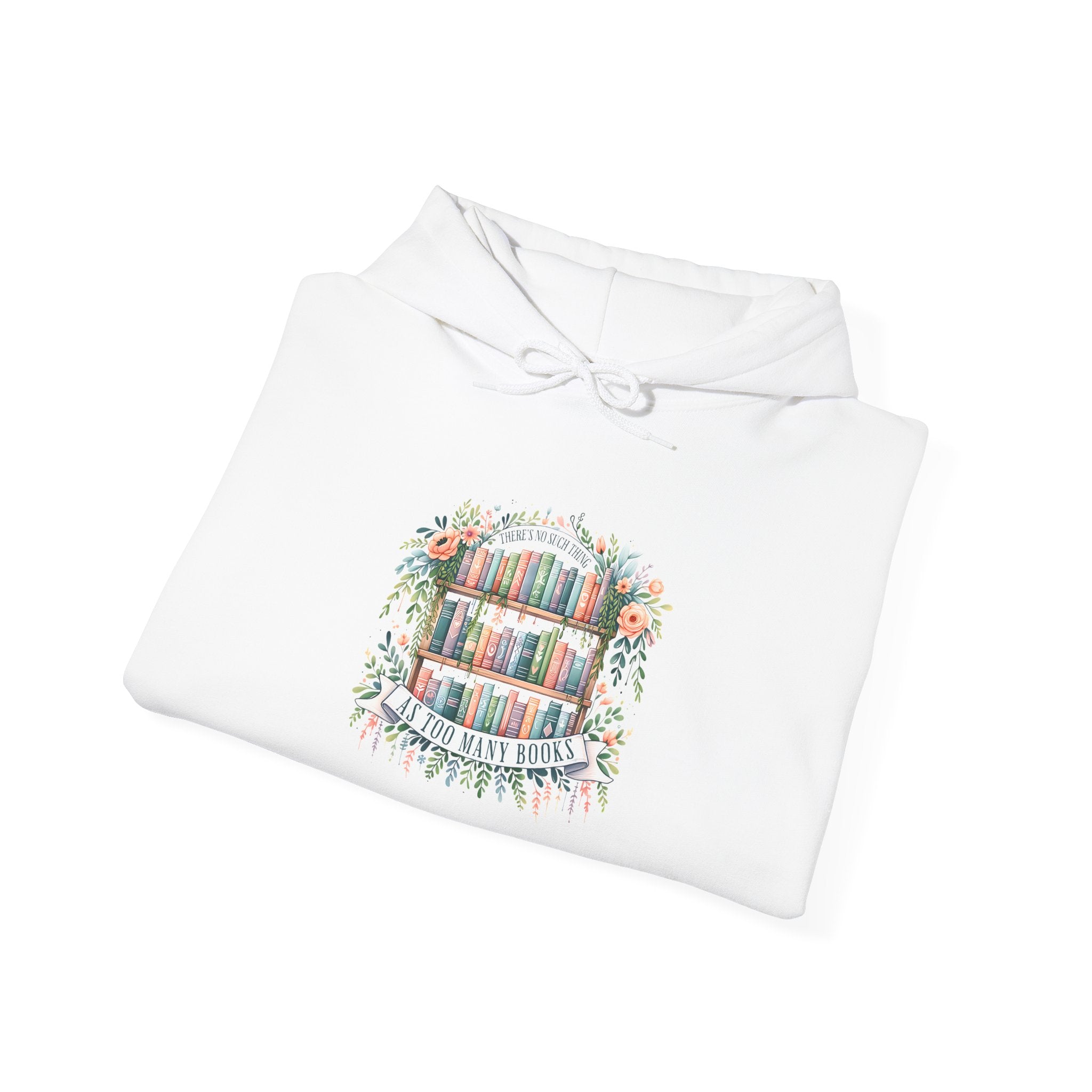 Reading Nook Hoodie — Cozy Bookshelf Floral Graphic Sweatshirt