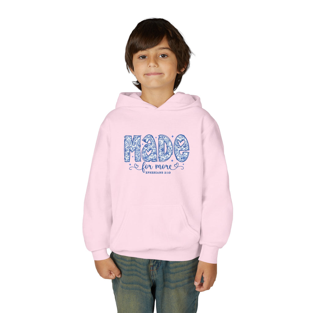 Youth Hoodie - "Made for More" Inspirational Floral Design