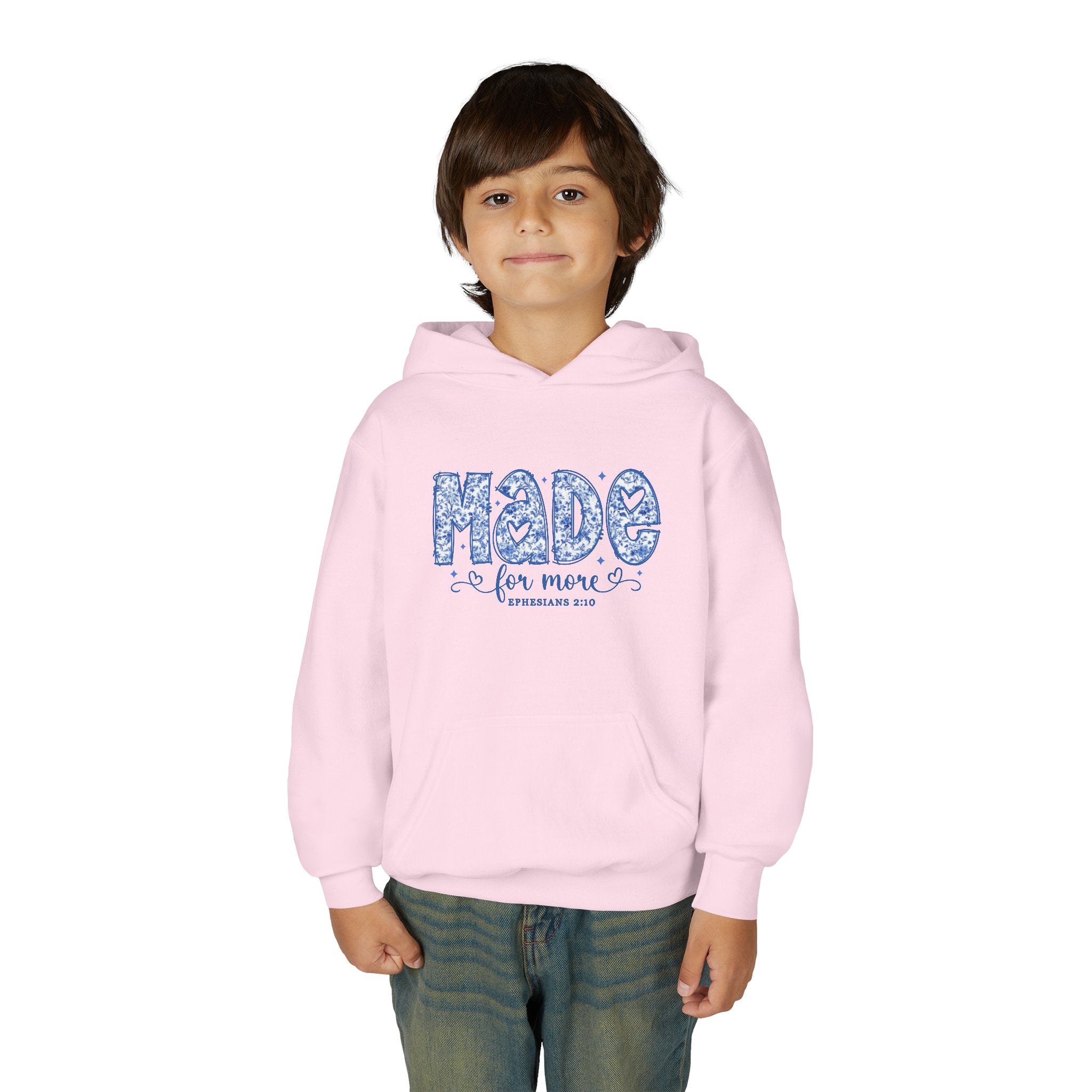 Youth Hoodie - "Made for More" Inspirational Floral Design