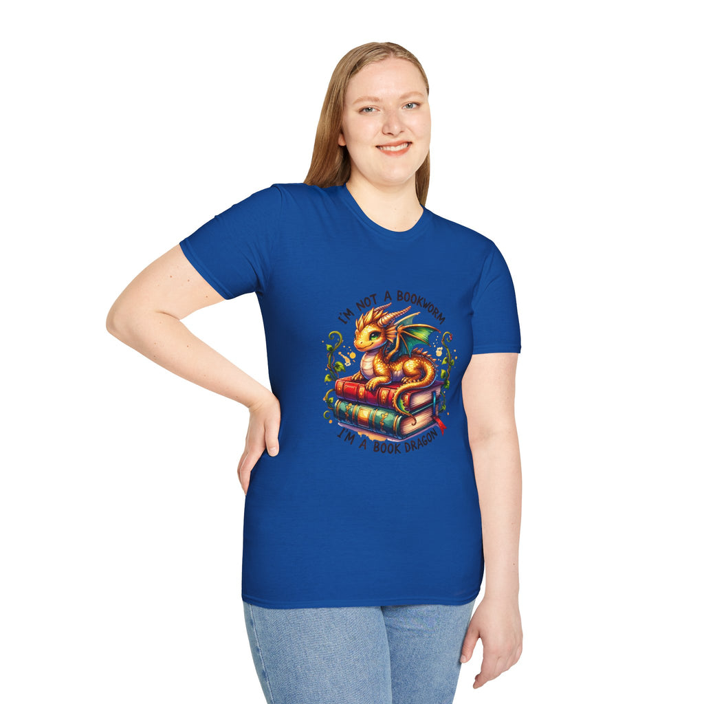 Book Dragon T-Shirt — "I'm Not a Bookworm, I'm a Book Dragon" Reading Tee