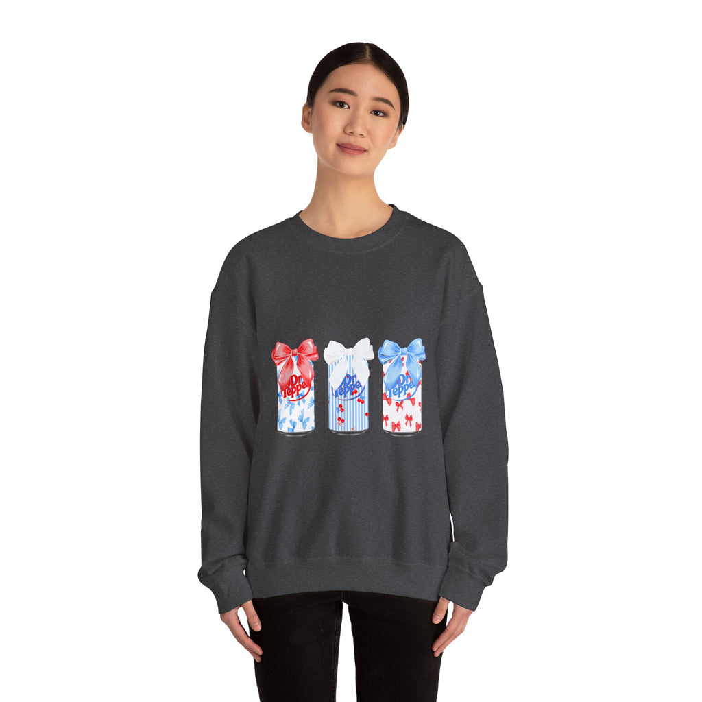 Patriotic Gift Candles Crewneck Sweatshirt – Red White Blue Ribbon Candle Trio