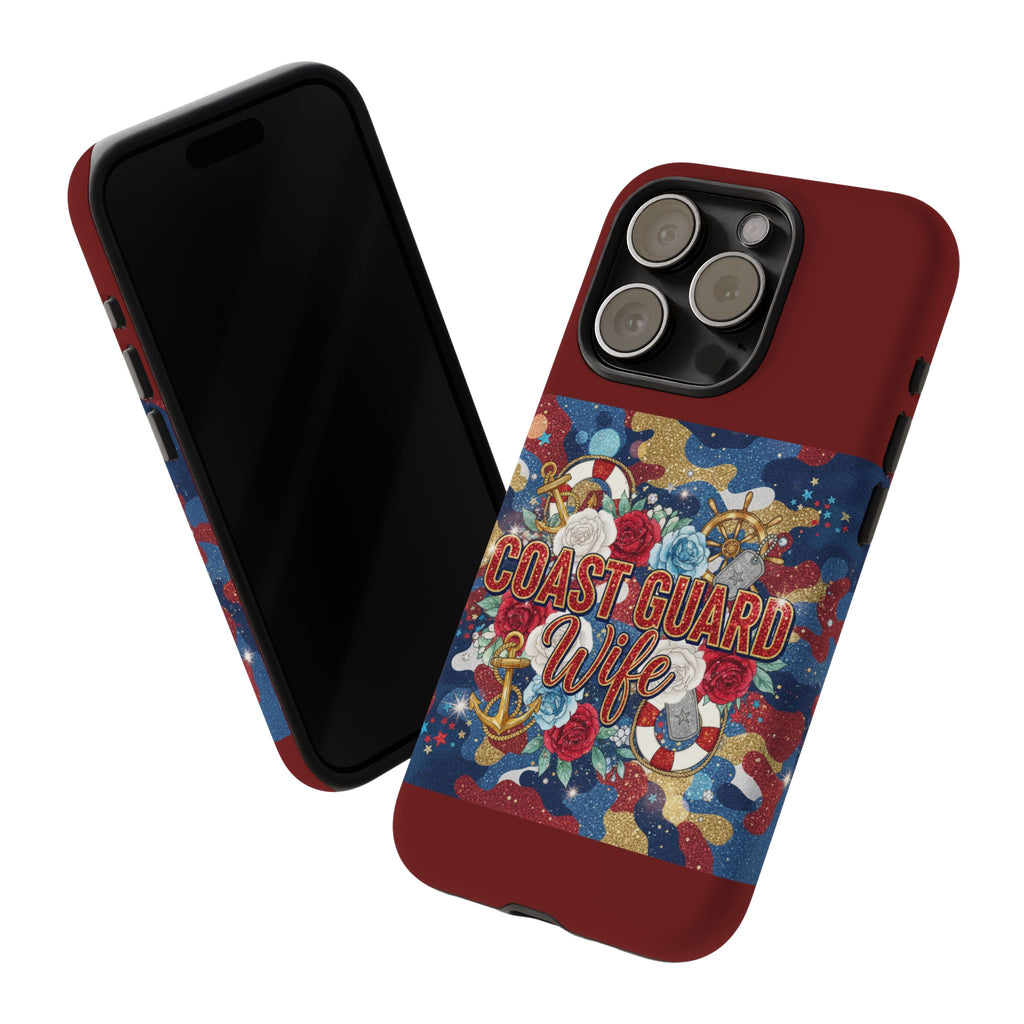 Coast Guard Wife Tough Phone Case — Patriotic Anchor & Lifebuoy Design