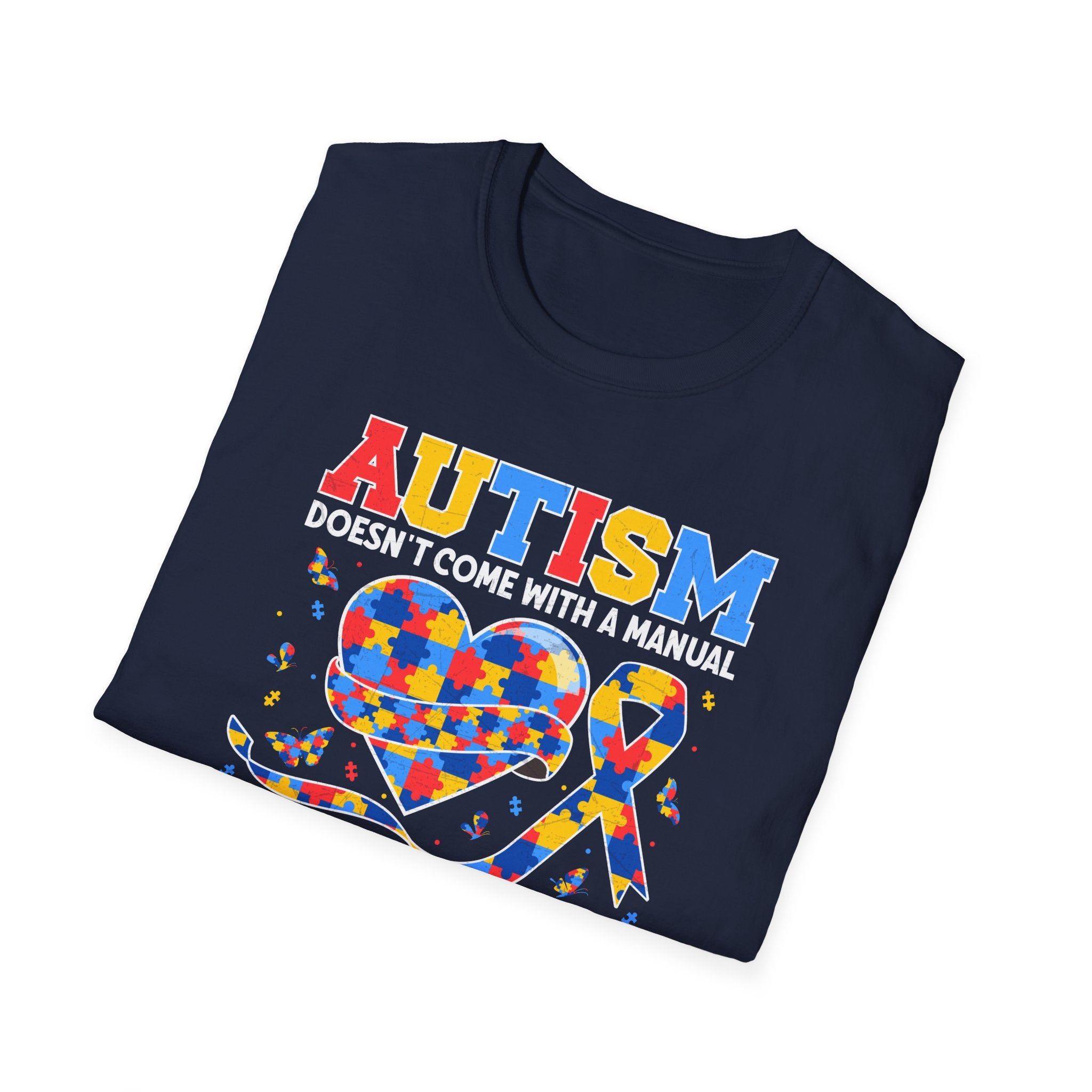 Autism Mom Graphic T-Shirt — “Autism doesn't come with a manual, it comes with a mom who never gives up”
