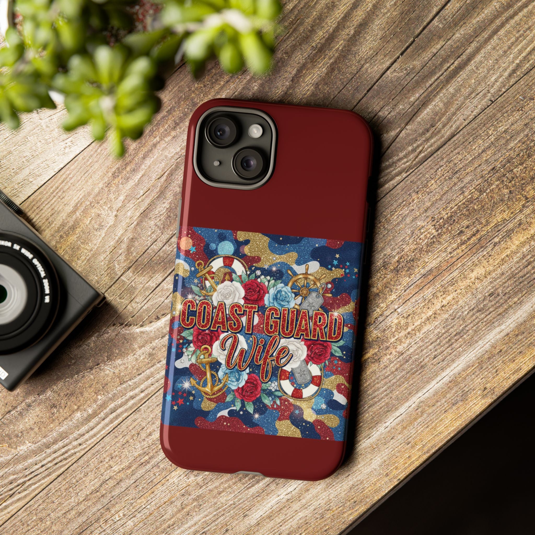 Coast Guard Wife Tough Phone Case — Patriotic Anchor & Lifebuoy Design
