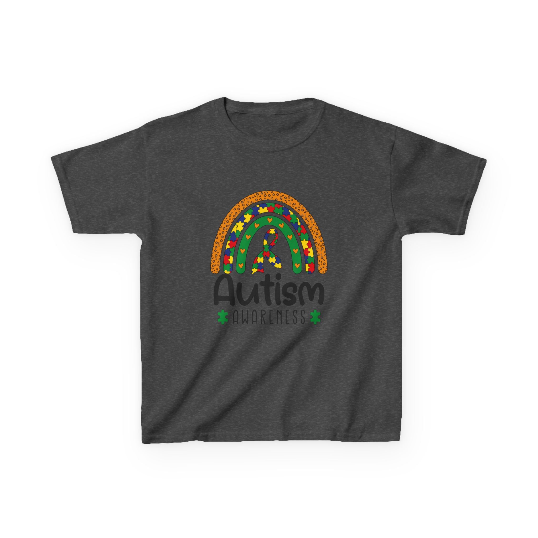 Autism Awareness Kids T-Shirt – Rainbow Puzzle Ribbon Tee
