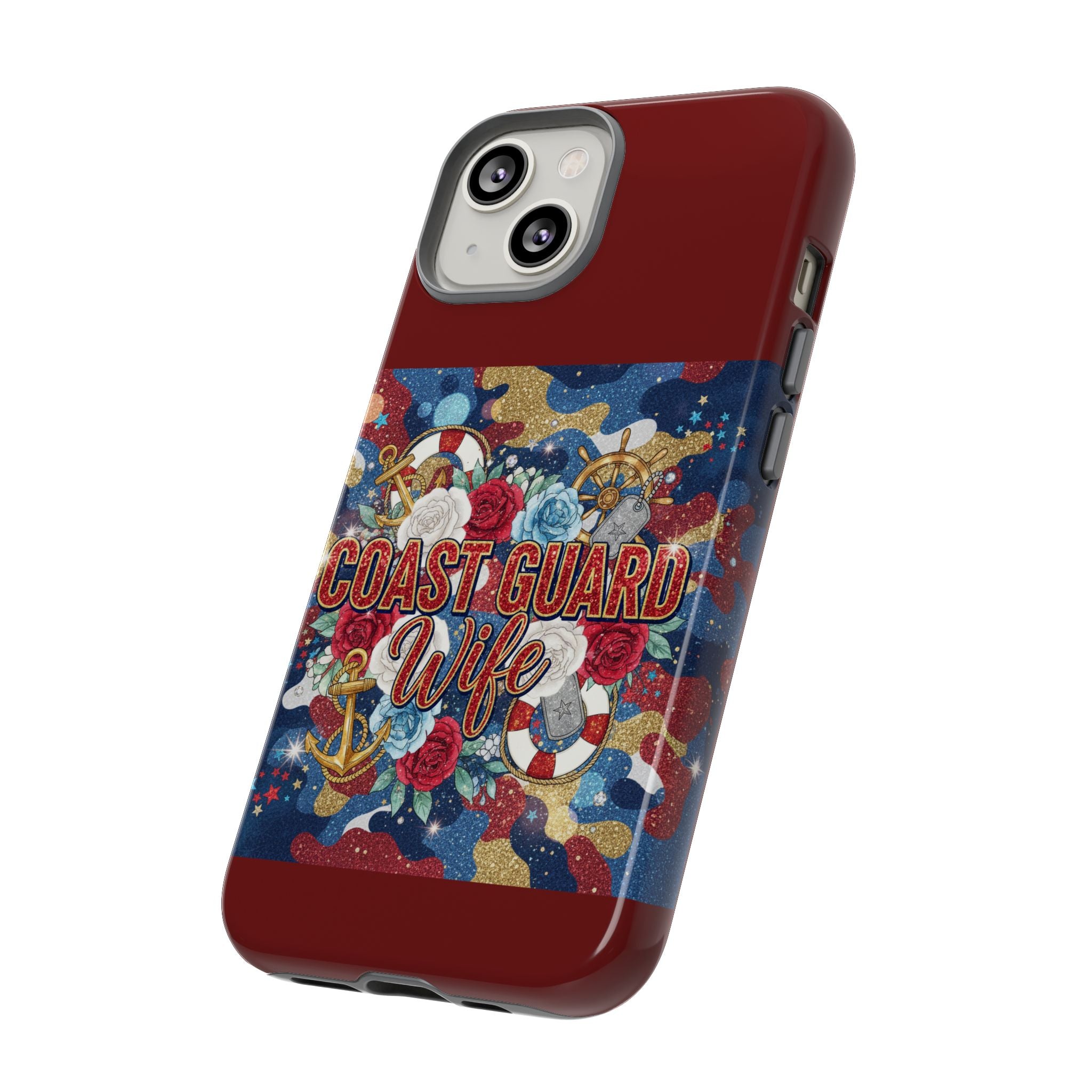 Coast Guard Wife Tough Phone Case — Patriotic Anchor & Lifebuoy Design