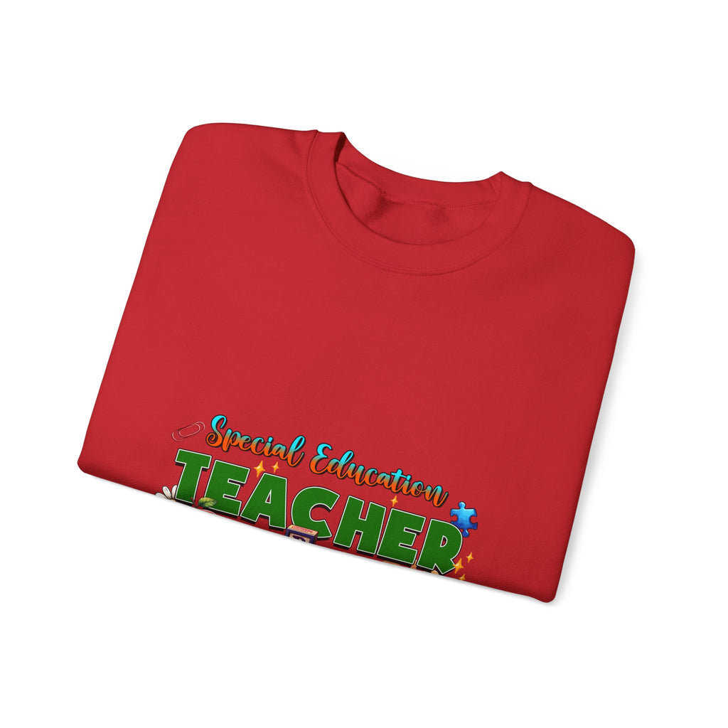 Special Education Teacher Crewneck Sweatshirt — Cute Apple & Classroom Icons