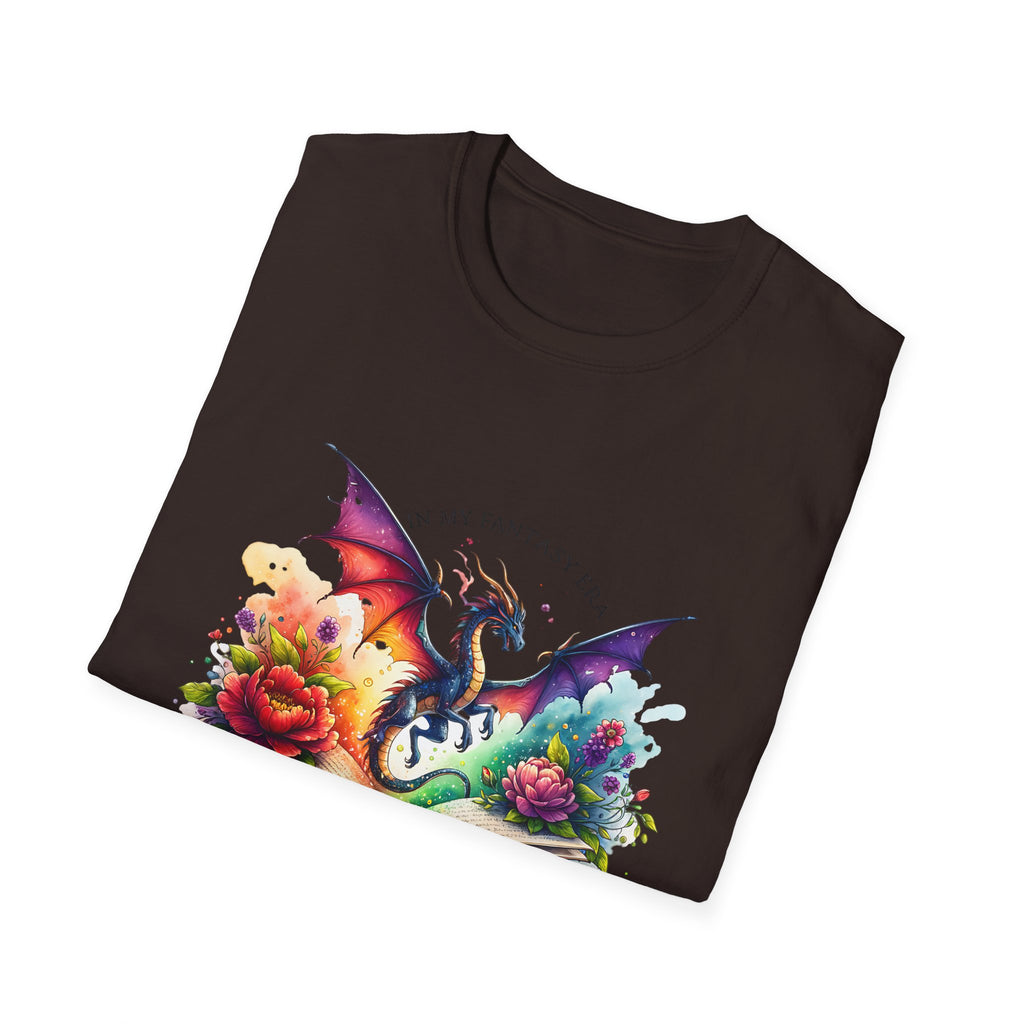 Fantasy Dragon Book T-Shirt — 'Live in My Fantasy' Colorful Storybook Design