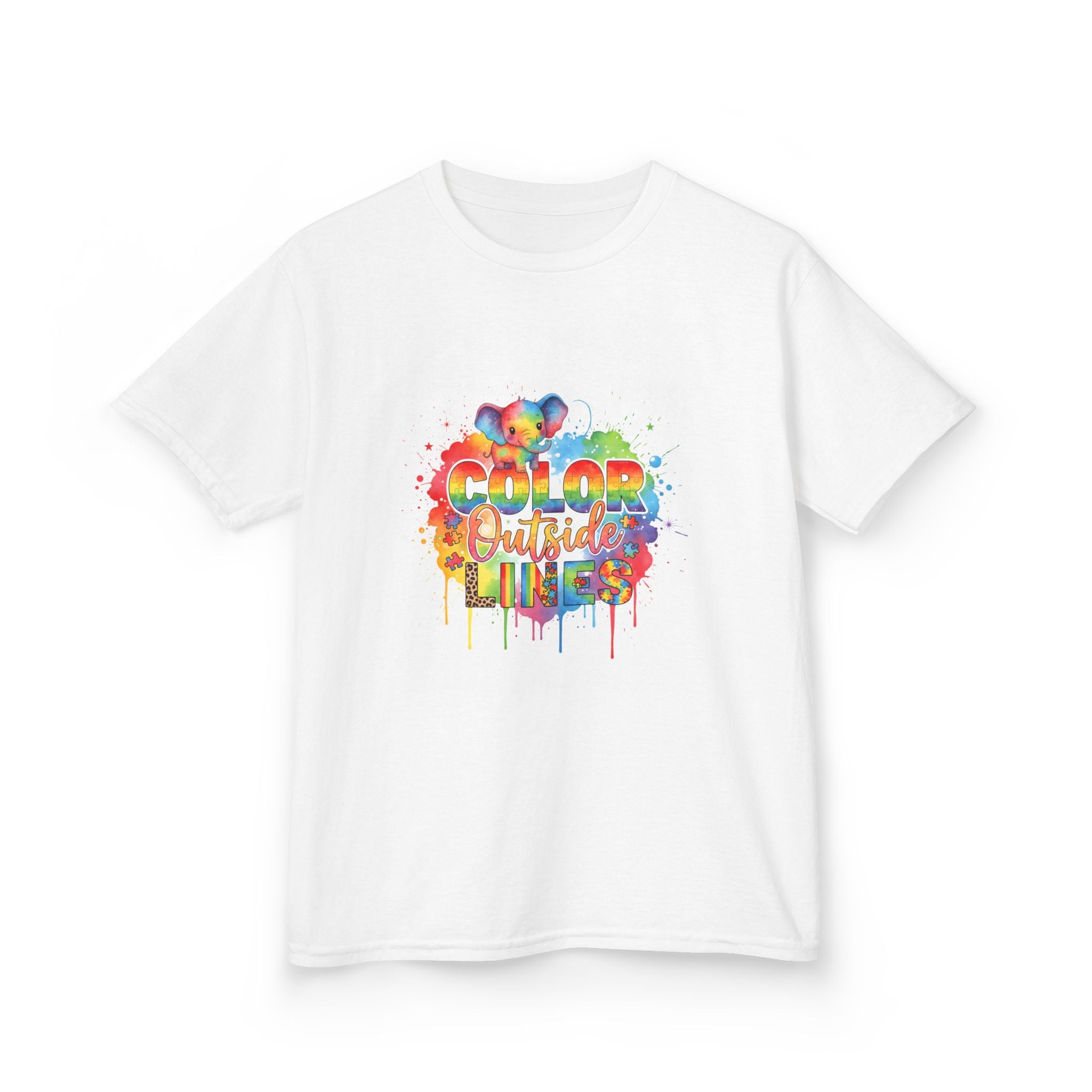 Kids T-Shirt — Color Outside the Lines Rainbow Drip Tee