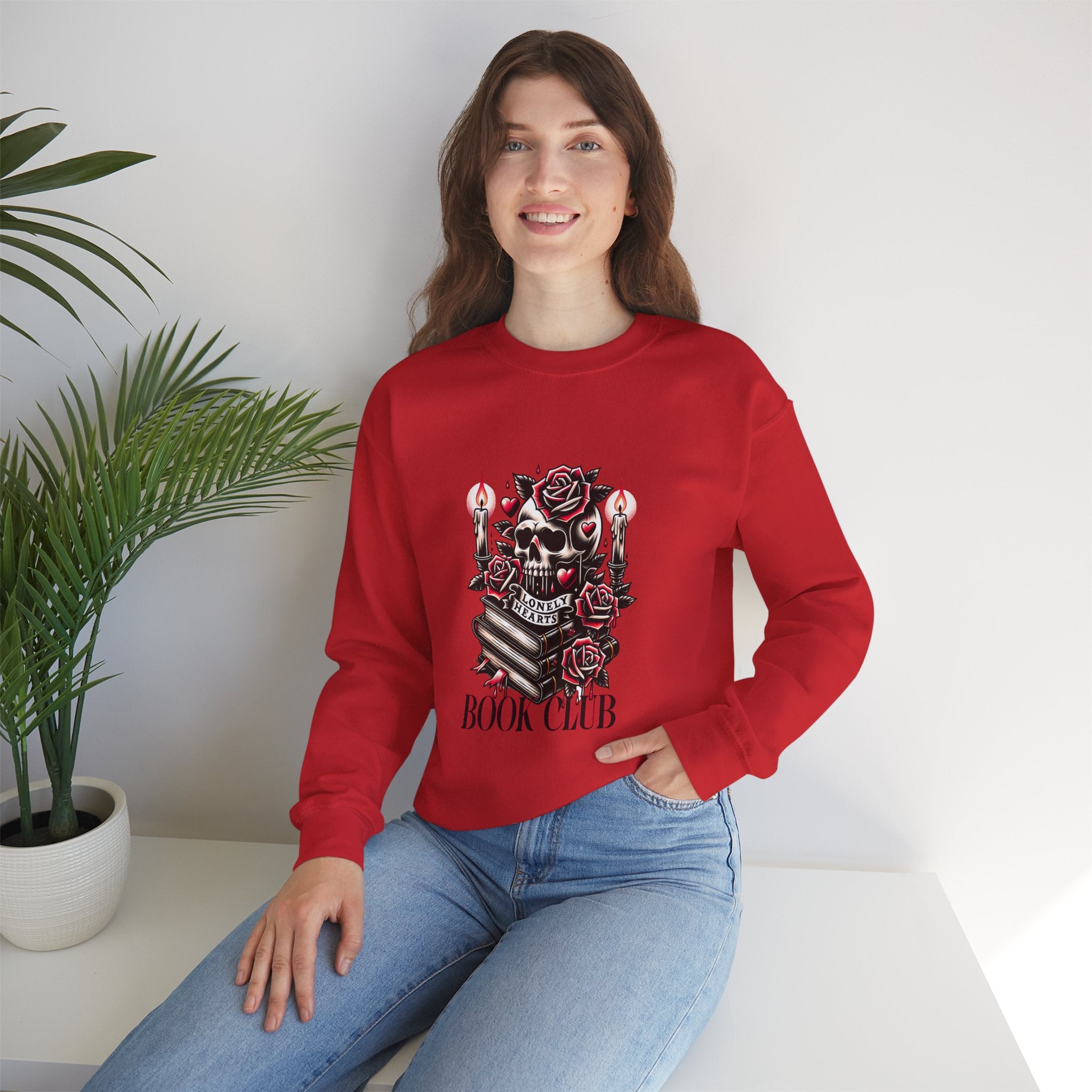 Book Club Sweatshirt — Gothic Skull, Roses & Candles Reading Crewneck