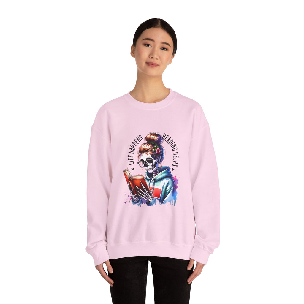 Reading Heals Sweatshirt — Skull Booklover Crewneck