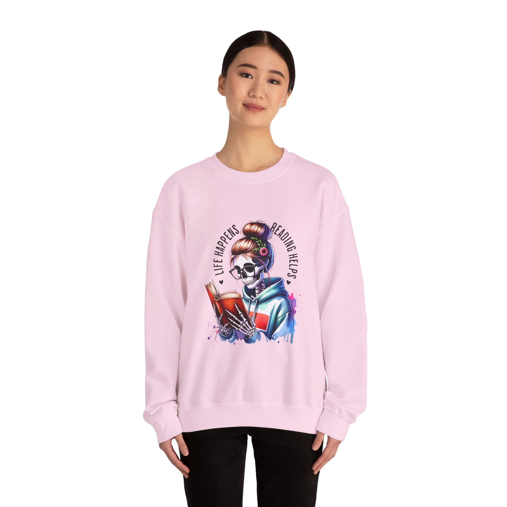 Reading Heals Sweatshirt — Skull Booklover Crewneck