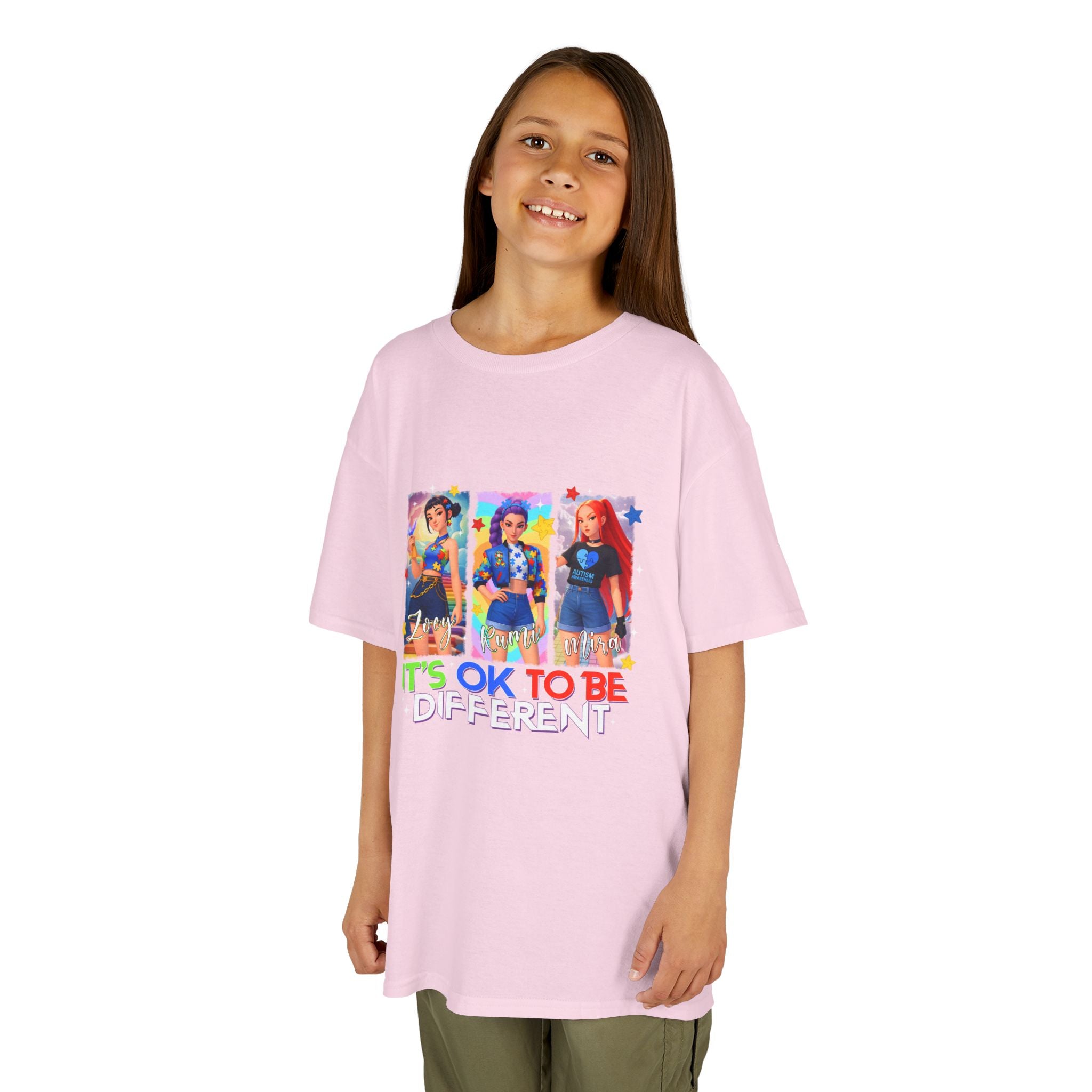 Kids Tee — "It's OK to Be Different" Colorful Pride Graphic